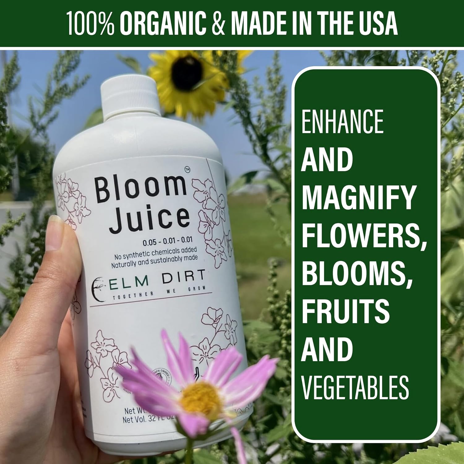 Elm Dirt Bloom & Plant Juice Liquid Fertilizer Bundle - Bloom Booster & Organic Fertilizer for All Plants | Bloom & Plant Fertilizer, Outdoor & Indoor Plant Food for House Plants, Plant Nutrients
