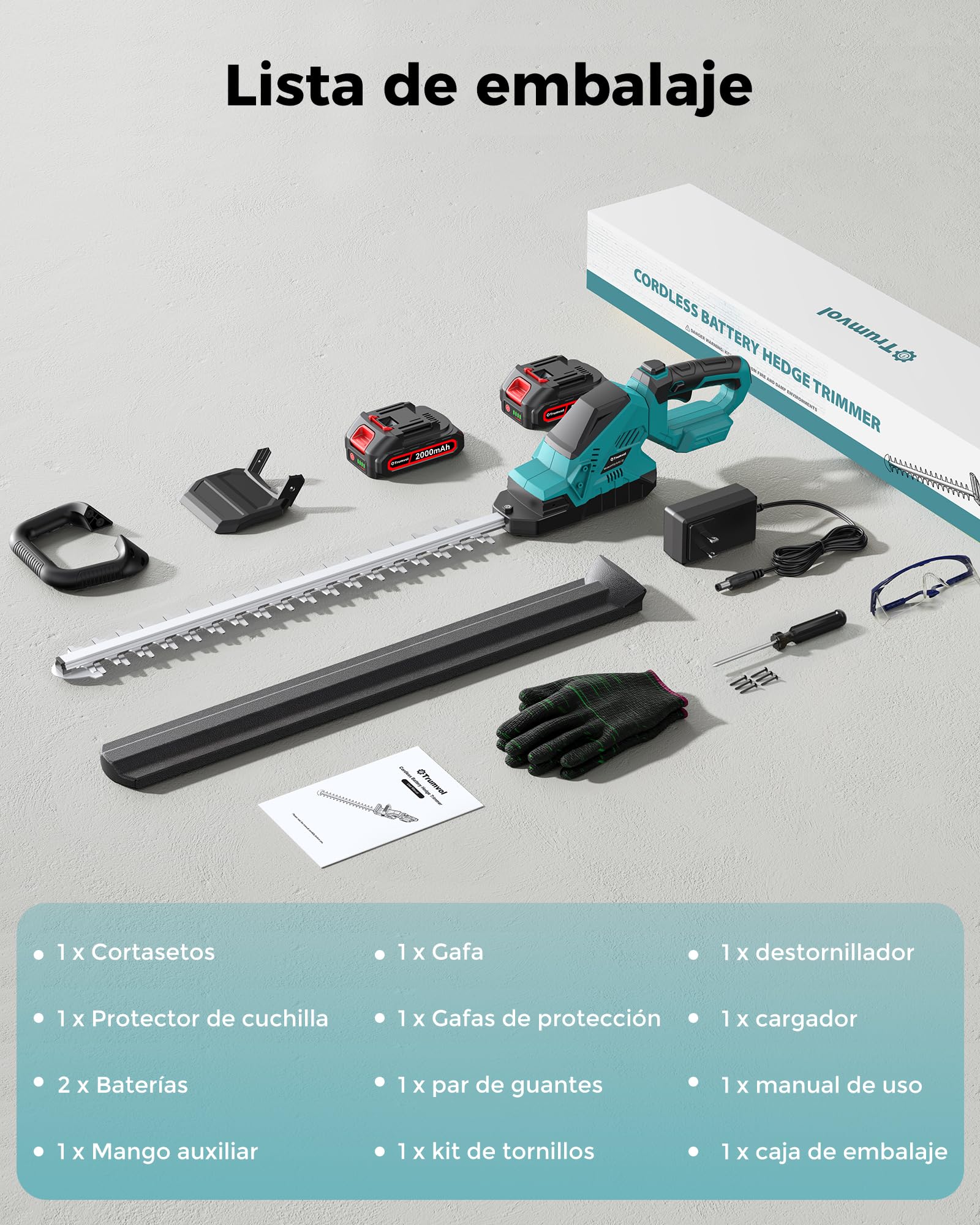 Akku-Heckenschere 1200W 58,8 cm bürstenlos180° kompatibel mit Maklta 21V Vatertag 2 x 2000mAh Akkus