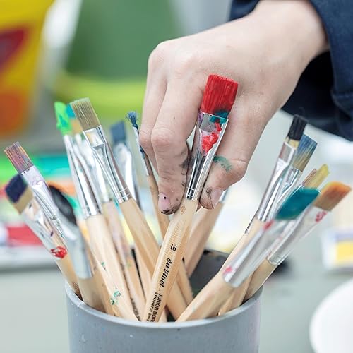 Miniatura 5 de da Vinci Student Series 329  Cerdas sintéticas de cerdo junior  Tamaño plano 20  Mango hexagonal grabado con láser  Vegano