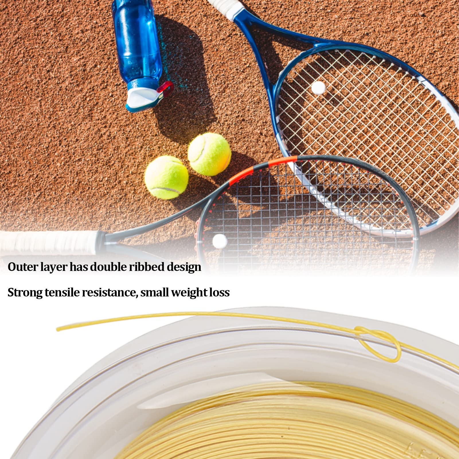 Leapiture 200m Tennis String Sports Racket String 1.25mm Polyester Racquet Wire Reliable Racquet Accessories for Training (Yellow)