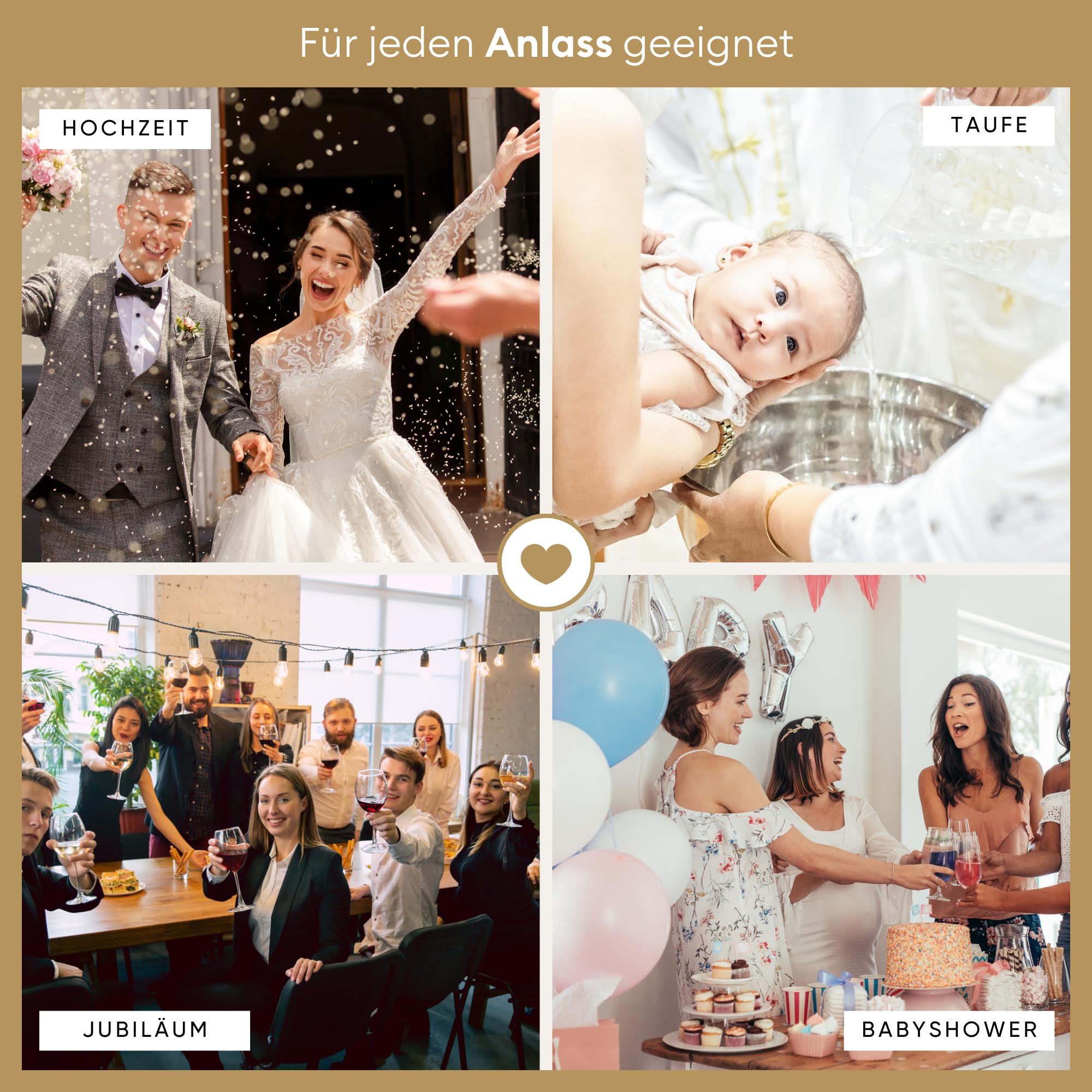 Deluxe Hochzeitsgästebuch | Gästebuch zur Hochzeit personalisiert | Veredelung in Gold, Rosé-Gold, Silber oder Kupfer | A4 quer | Beige, Inhalt blanko - weiße Seiten