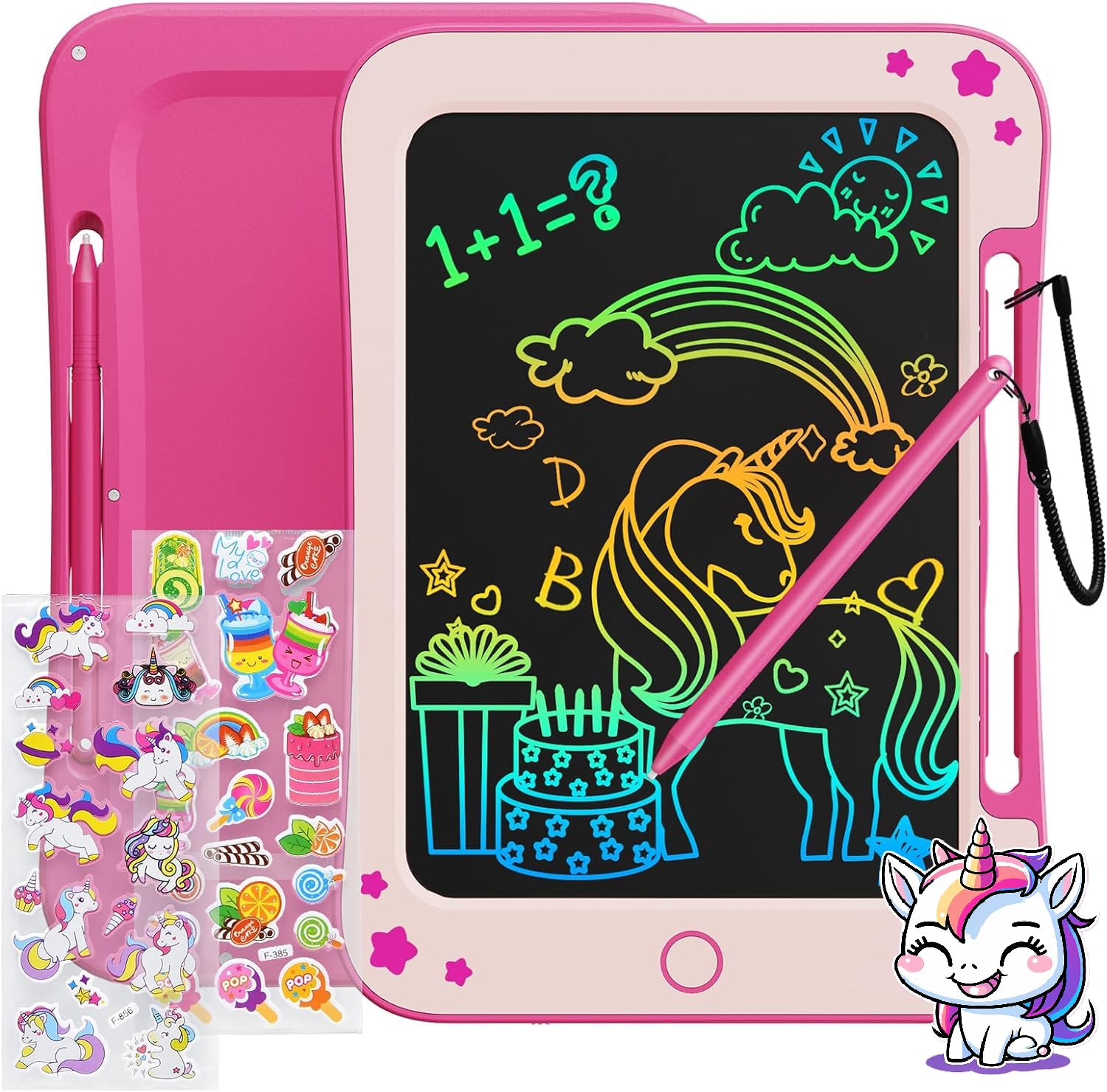TEKFUN LCD Writing Tablet for Kids, Toddler Girl Toys, Doodle Board Drawing Tablet, Easter Gifts for Kids, Birthday Gift for 3-8 Years Old Girl (8.5 Inch Pink)