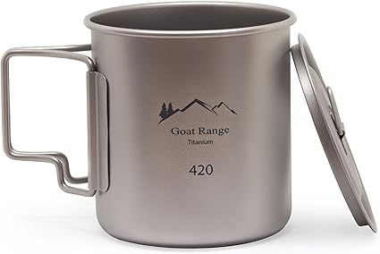 Amazon ゴートレンジ キャンプ用チタン製マグカップ 4ml 蓋付き スクリーンプロテクター 通販