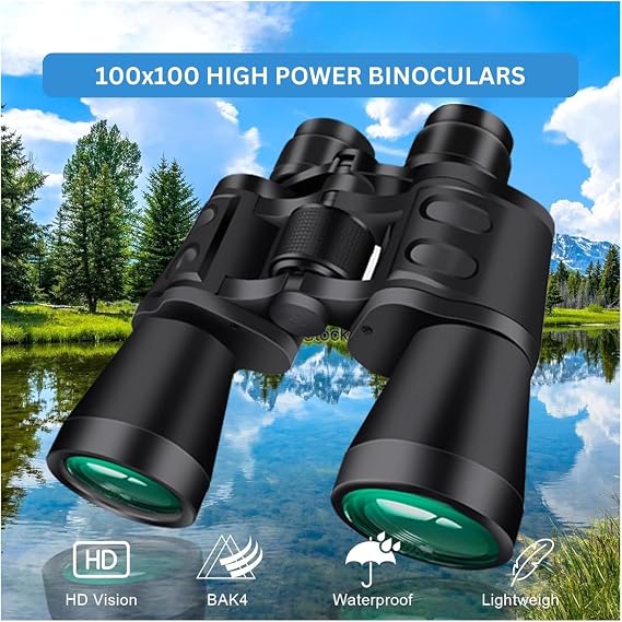 Profesyonel El Dürbünü, 100x100 HD Yüksek Çözünürlüklü, 1000 Metrede 56 Metre Görüş Alanı, Su Geçirmez Kauçuk Tasarım, Taşıma Çantalı, Kamp Doğa ve Güvenlik Kullanımına Uygun HD El Dürbünü