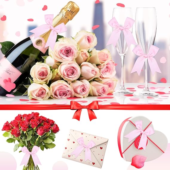 50 Pcs Light Pink Gift Wrap Bows 3.3 Inch