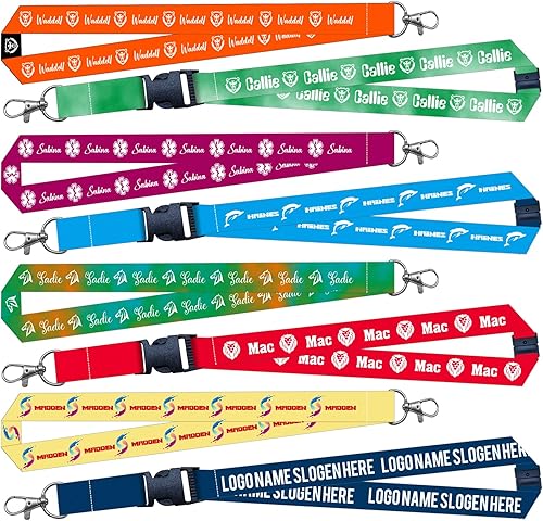 Cordones personalizados para tarjetas de identificación, correas de cuello personalizadas a granel con texto de logotipo para oficina, empresa