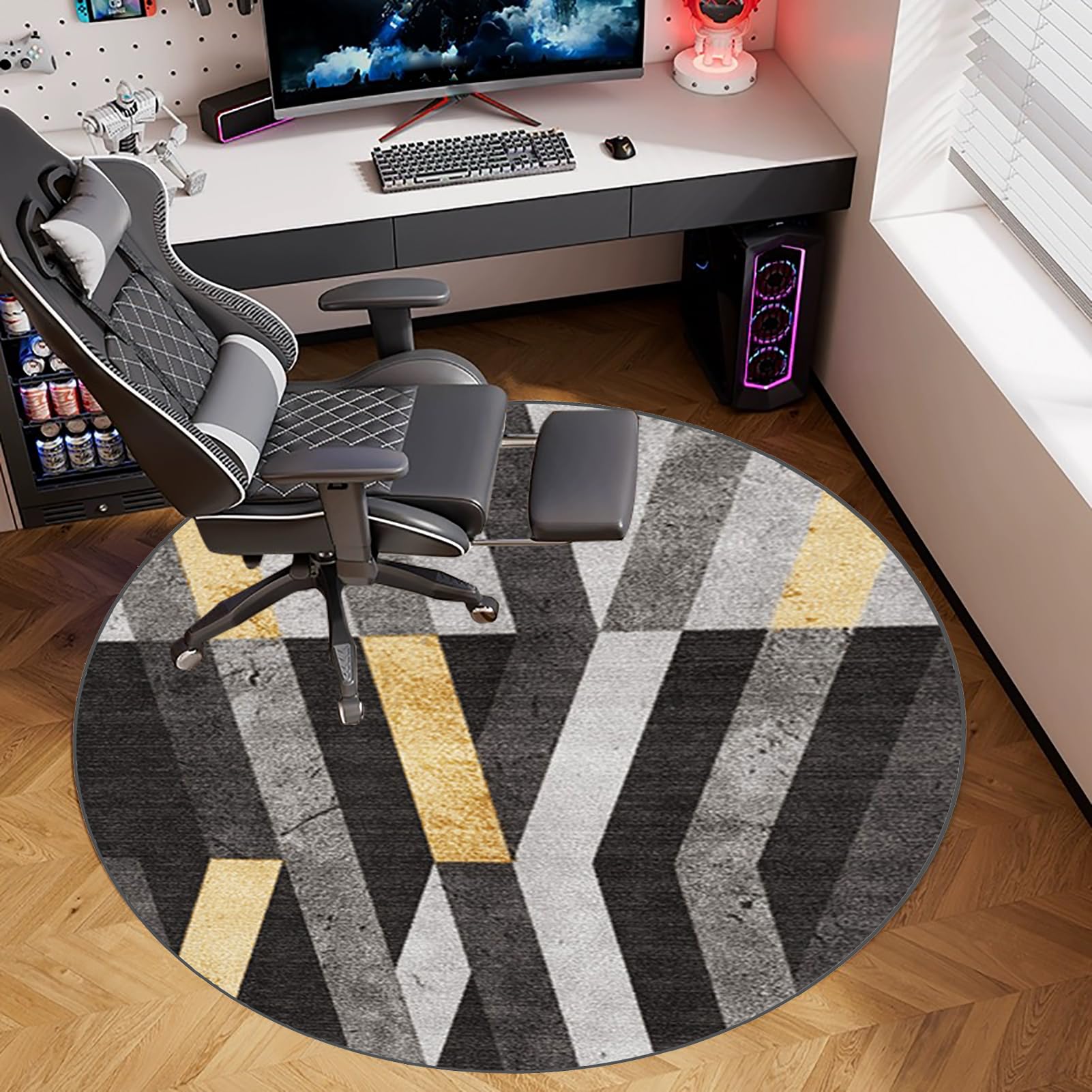 Alfombrilla resistente para silla de oficina para suelos de pelo bajo, antideslizante, gruesa, para silla de escritorio, tapete para silla de juegos, tapete protector redondo para parquet, azulejos