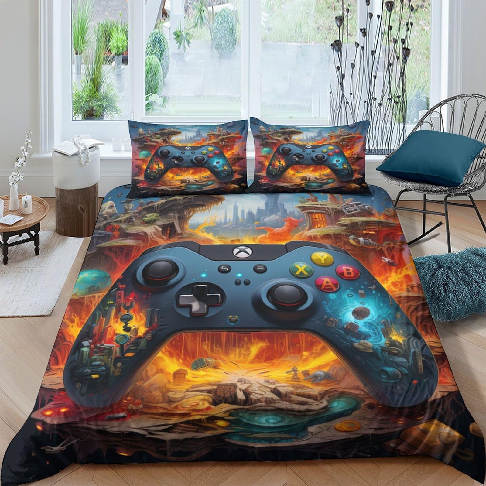Housse de couette volcan 200x200 cm avec taies d'oreiller pour lit double