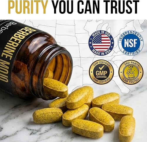 Miniatura 6 de Suplemento de berberina de 1500 mg con GLP-1 y soporte de glucosa, berberina HCL, glicinato de magnesio, canela de Ceilán, suplementos herbales para