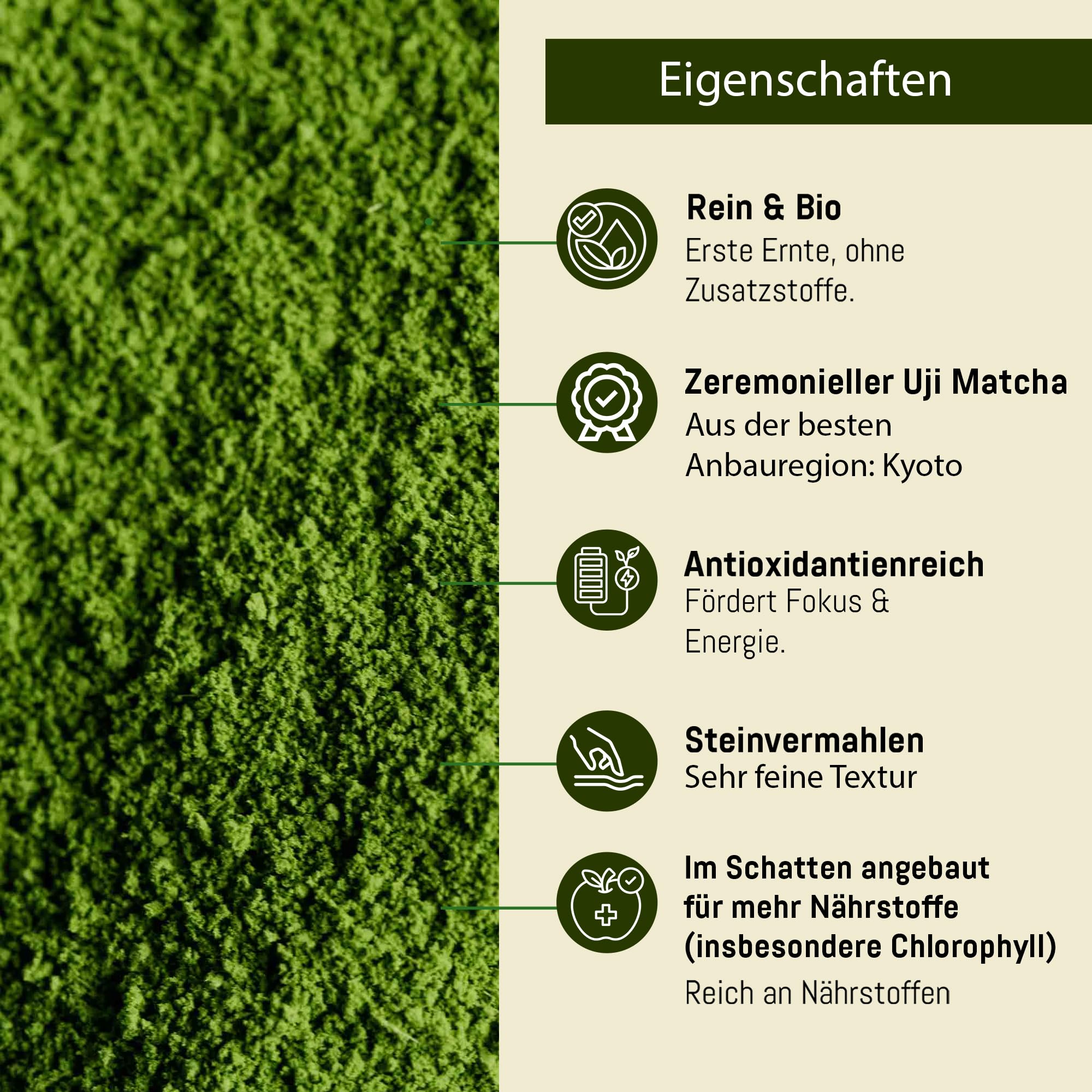 Ceremonial Grade UJI - 30 g Dose - Bio - 100% Japanischer Matcha - Erste Ernte - Reines Matcha - gemahlen