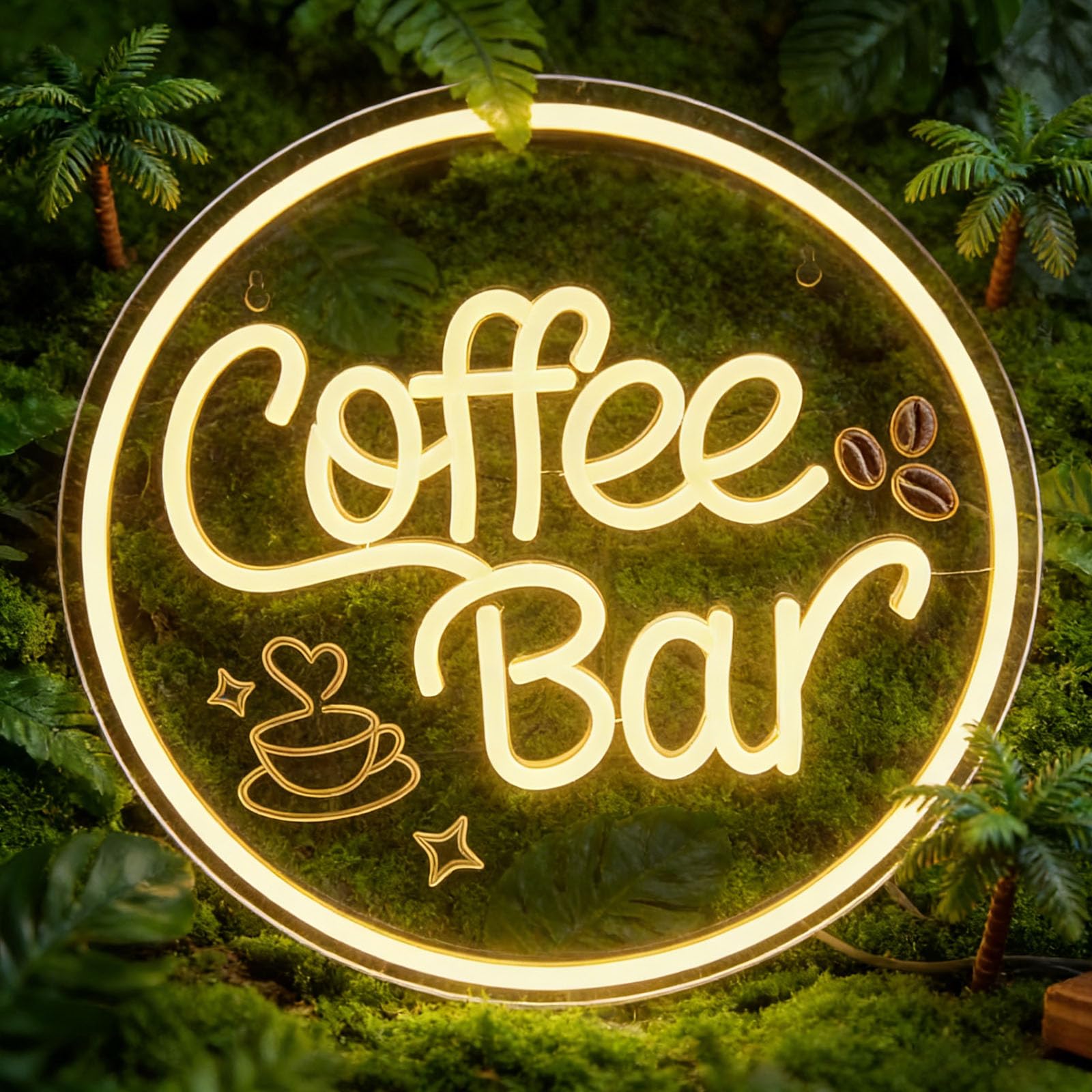 Coffee Bar Sign Dimmable Warm White LED Neon Coffee Light Up Sign for Cafe Station Cafe Shop Restaurants Party Café Corner(5V 13"x13") — image 1