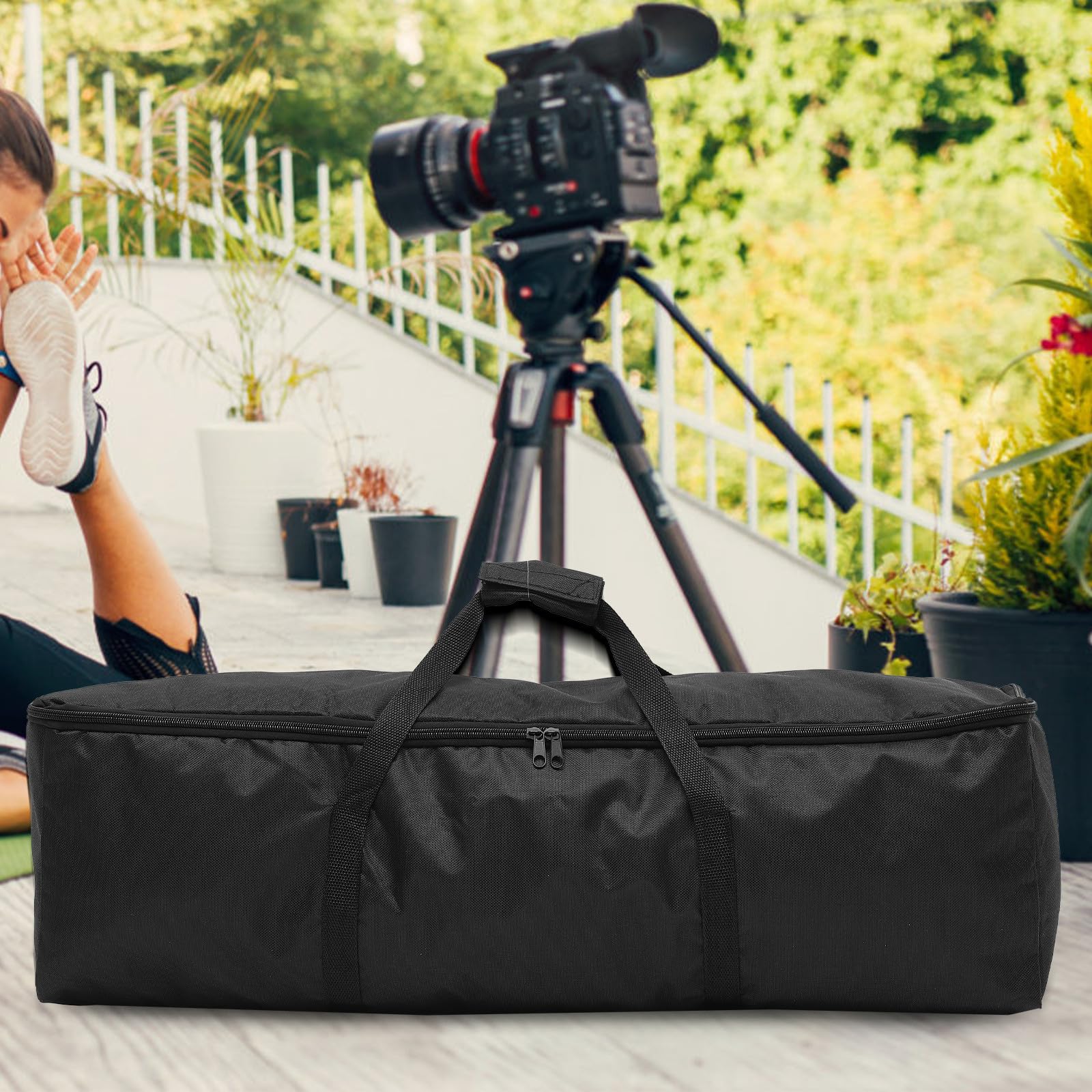 Toddmomy Borsa per Cavalletto Fotografico Singolo Strato Oxford Nero | Doppia Cerniera, Maniglia da Trasporto, Design Pieghevole e Riutilizzabile, Formato per Accessori
