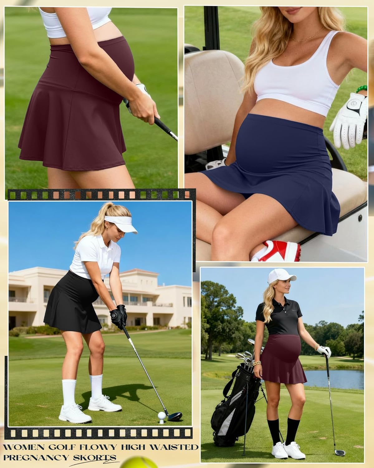 3 Pack Maternity Tennis Skirts for Women Golf Athletic Flowy High Waisted Pregnancy Skirts with Shorts Pockets
