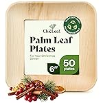 Chic Leaf Palm Leaf Compostable Plates - 6 Square, Pack of 50 - Disposable Dinnerware for Christmas Food, Rustic Bamboo Appetizer Plates - Charcuterie Boards & Biodegradable Serviceware