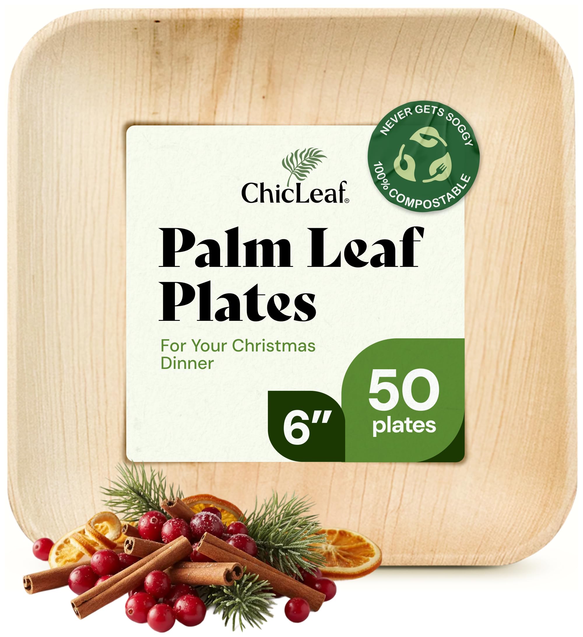Chic Leaf Compostable Palm Leaf Plates & Cups Set - 10 In & 7 In Pack of 45, Natural - Biodegradable Tableware & Disposable Plates & Cups - Durable Bamboo Utensils