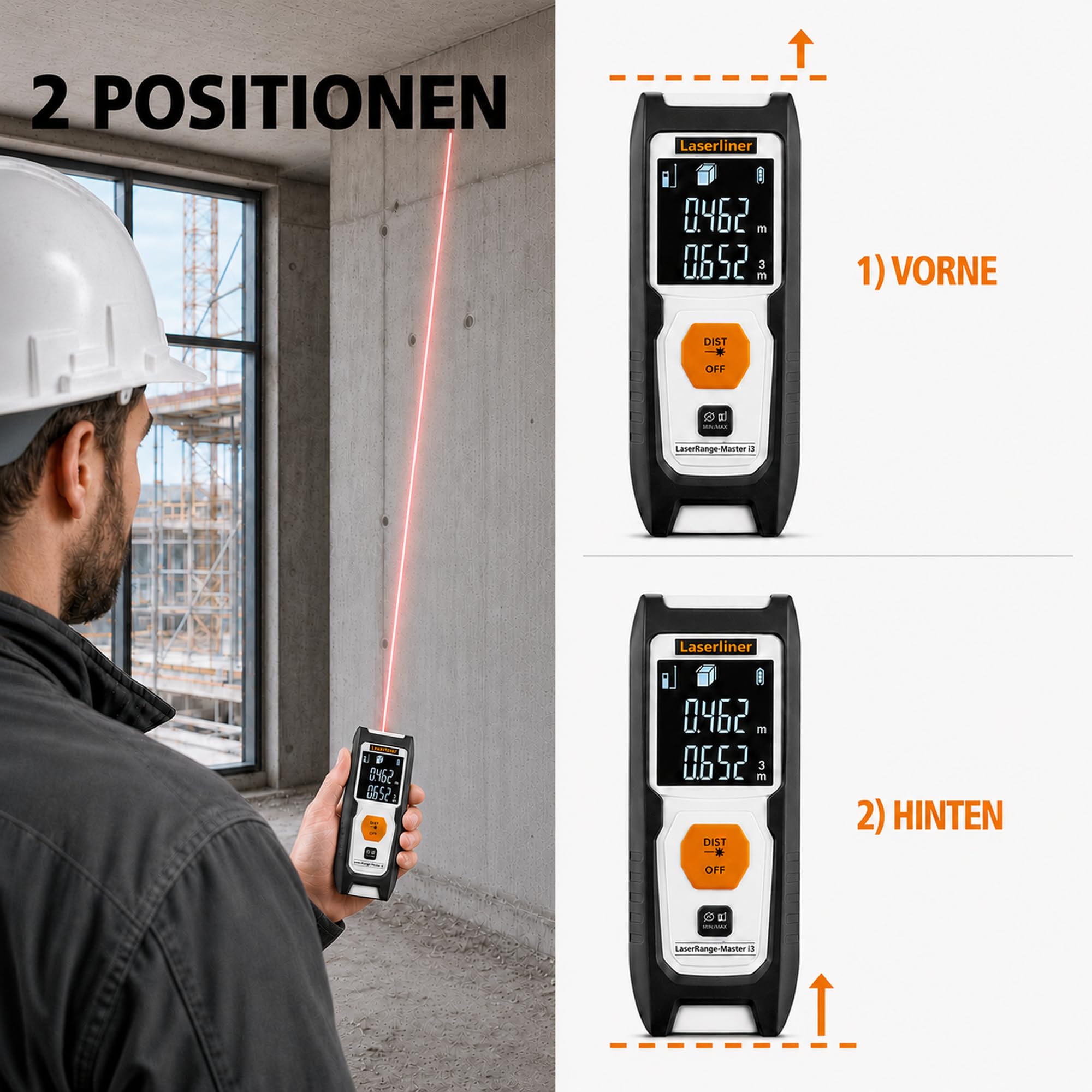Laserliner Télémètre Laser LaserRange-Master i3 Numérique 30 m | Plans de mesure commutables, Mesure de surface et de volume, Écran VTN