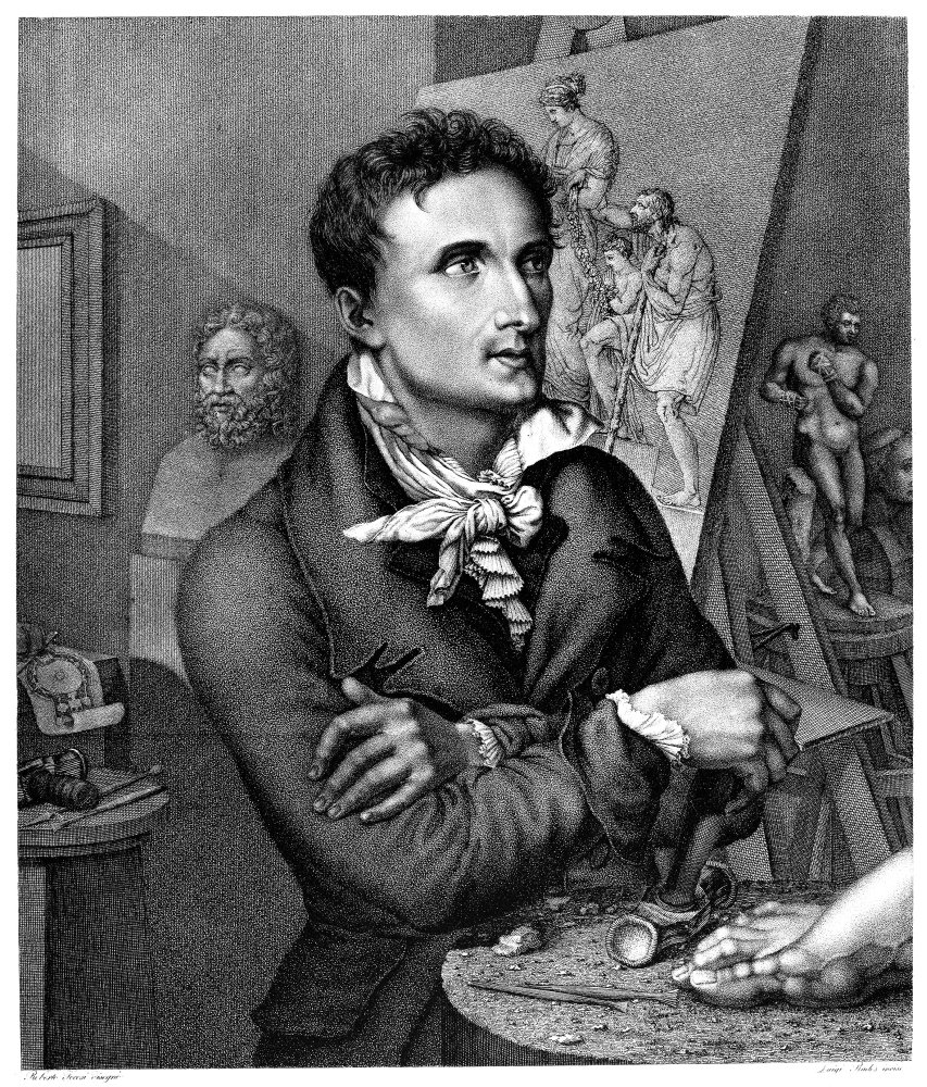 Antonio Canova (1757-1822) Nitalian Sculptor Aquatint Engraving 19Th Century By Luigi Rados After Roberto Focosi Poster Print by (24 x 36)