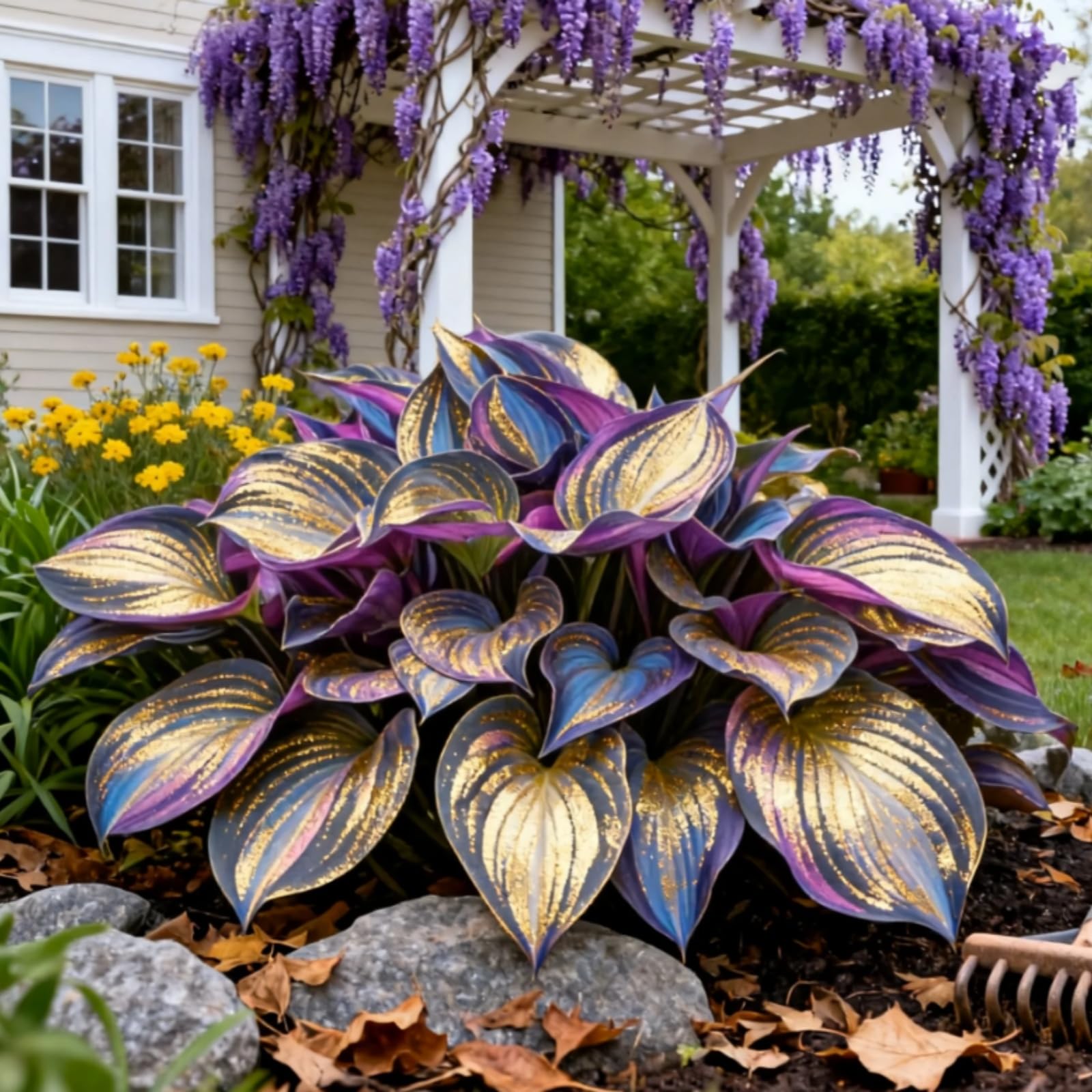 Midnight Blue Hosta，Hostas Bulbs UK,Potted-Plants-Rhizome,Hosta Plants for Garden,That Grow Fast,Excellent Display-10Rhizomes-G