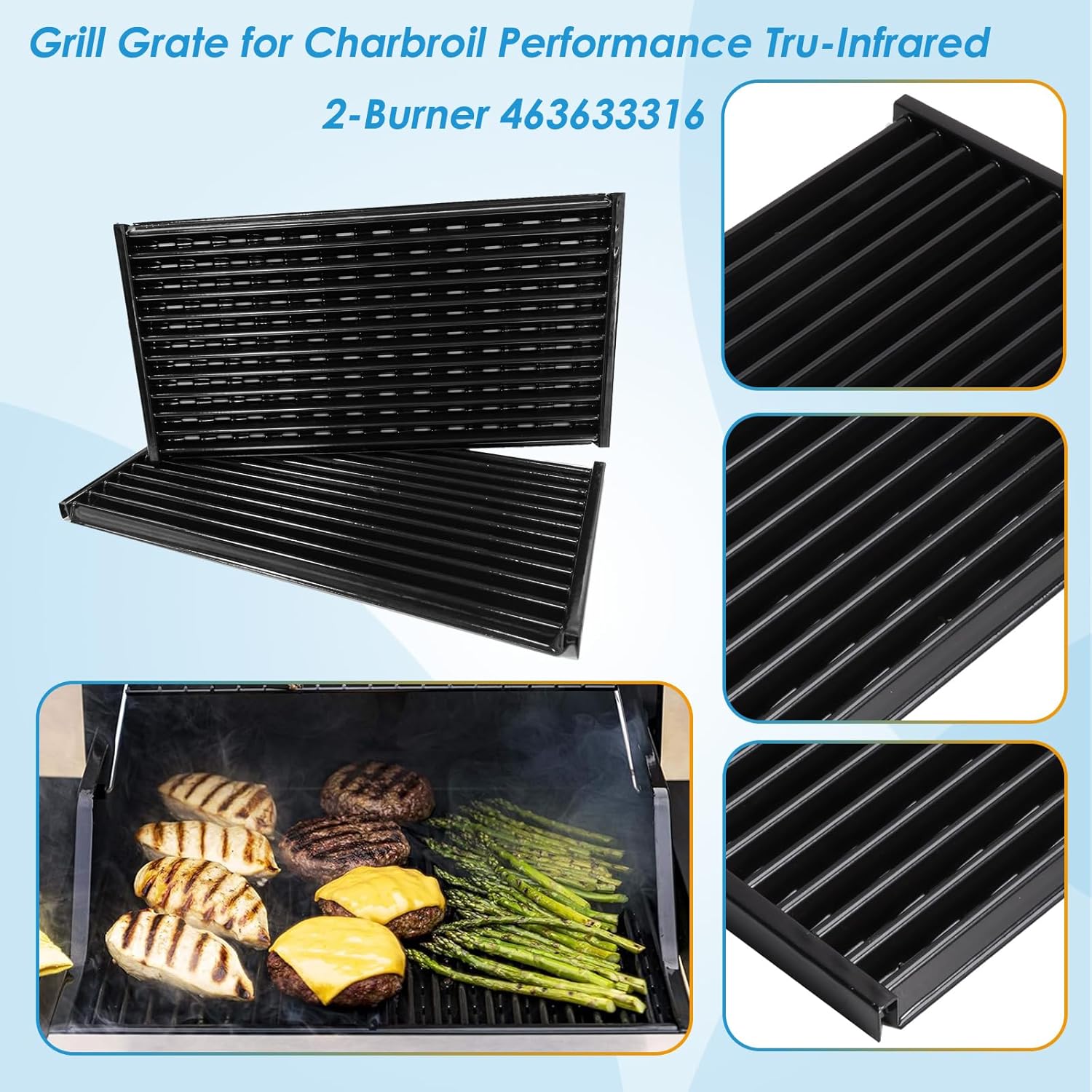 17" Grill Grate for Charbroil Performance TRU-Infrared/Amplifire 2 Burner 463633316 463655621 463655021 463672016 463672216 G327-1100-W1 G460-0500-W1 for Charbroil Grill Replacement Parts