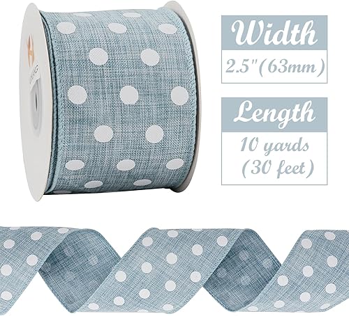 Miniatura 10 de HUIHUANG Cinta de arpillera de lunares amarillos con borde con alambre de 2.5 pulgadas x 10 yardas, cinta de corona de limón con alambre para