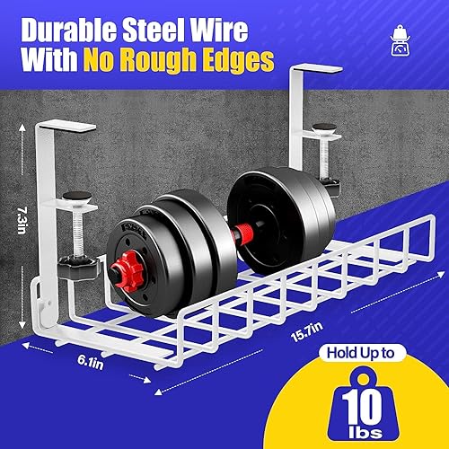 Miniatura 5 de Xpatee - Bandeja de gestión de cables para debajo del escritorio paquete de 2 unidades gestión de cables sin taladro sin tornillos bandeja de cables