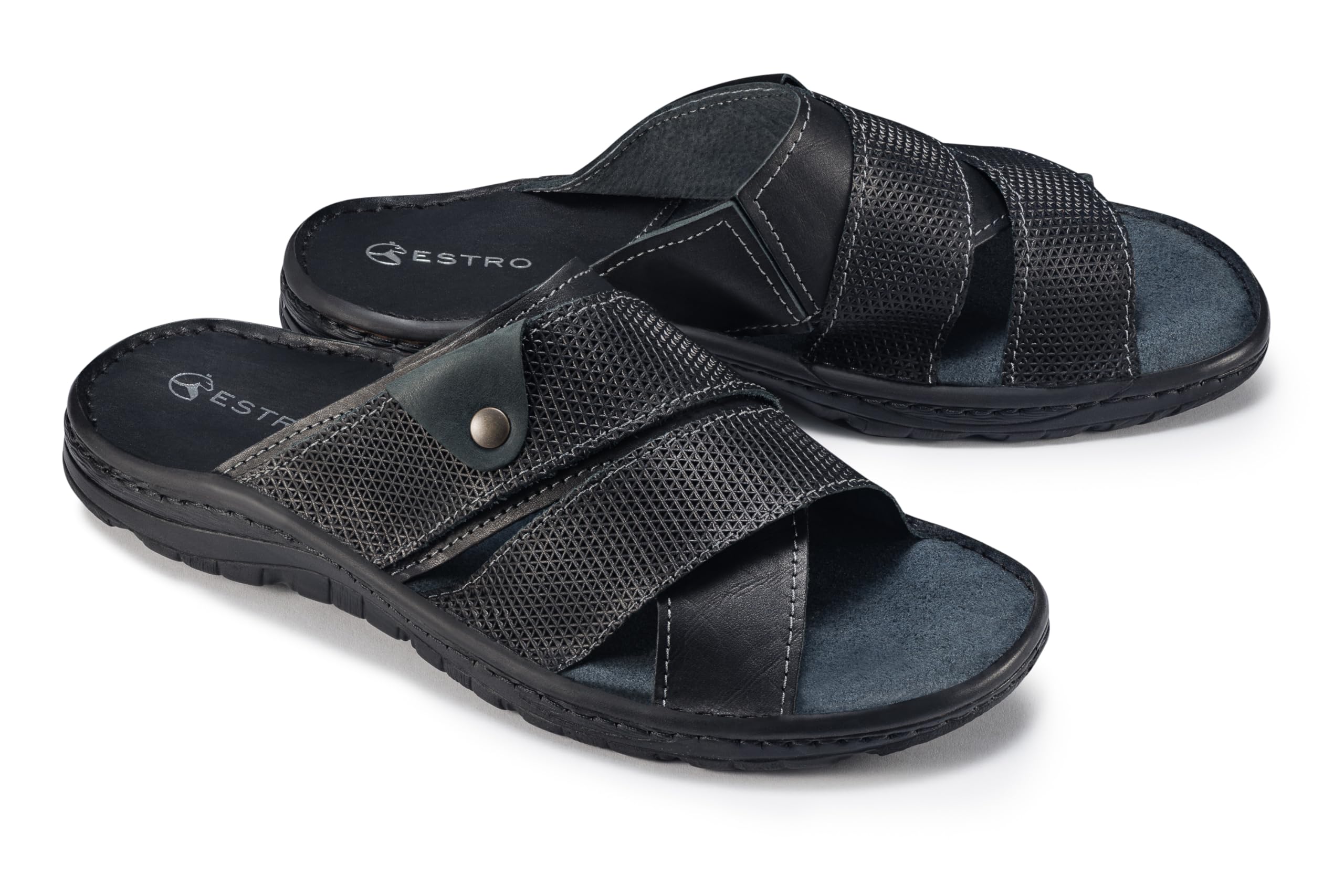 ESTRO Sandales Homme Cuir Été - Mules Homme Cuir Été Sandale Hommes avec Semelle Antidérapante s5
