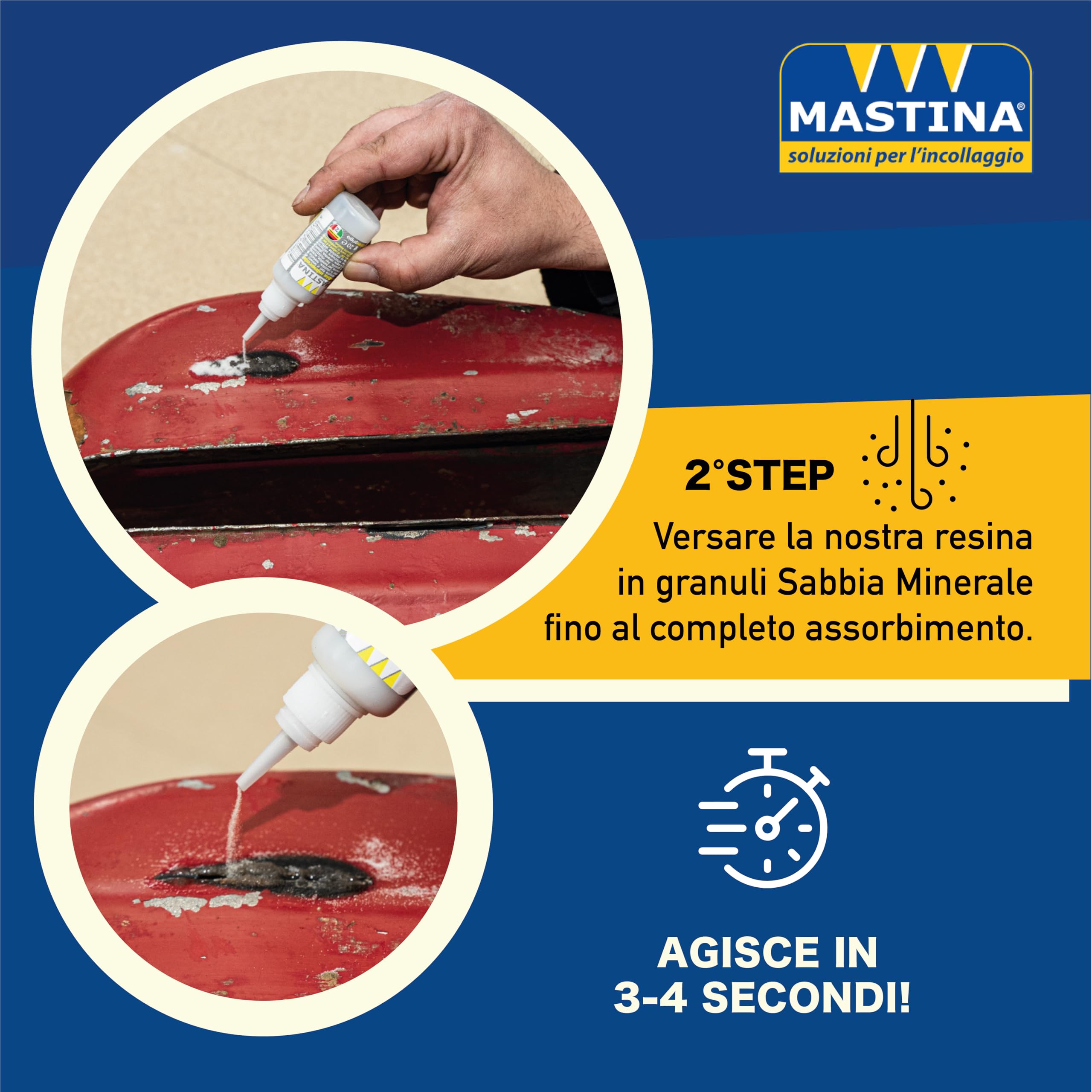 Mastina Sabbia Minerale 500g con 4 Flaconi Vuoti Inclusi - Kit Completo per Riparazioni, Incollaggio e Fai da Te - Ideale per Progetti Creativi e Professionali (Grigio)
