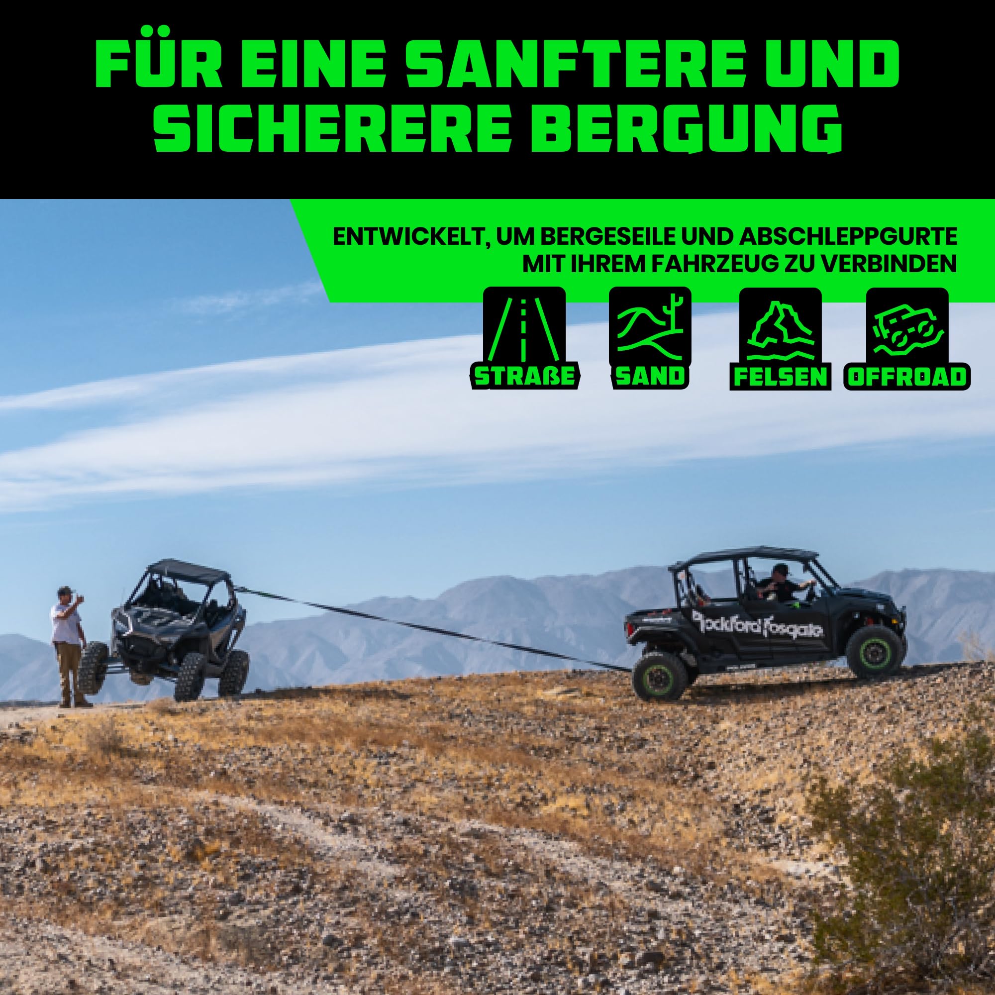Rhino USA Synthetisches Softschäkel-Seil (2er-Pack) – 1 cm x 56 cm (14.243 kg Mindestbruchfestigkeit) Offroad Softschäkel-Bergungsset für LKW, UTV, ATV – Kompatibel mit Jeep, Toyota, Ford & mehr!
