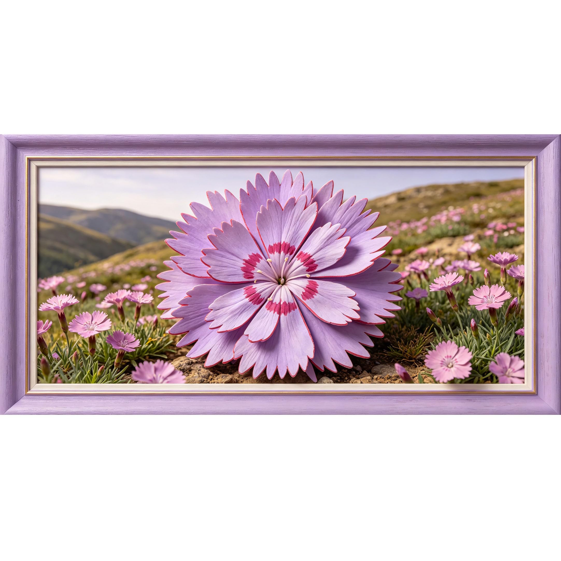 Agglomerix 3D Framed Wall Art Mountain Bloom Floral Botanical Landscape Textured Large Size Self-Adhesive Removable Wall Decor Prints Artwork for Living Room Bedroom Office