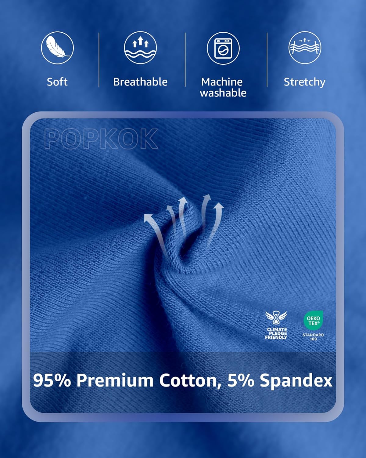 POPKOK Mens Underwear Tag-Free Cotton Stretch Briefs With Pouch 3 Pack - Image 4