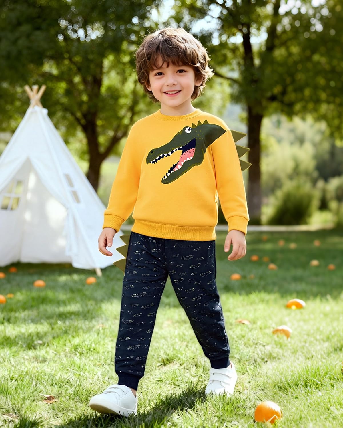 Toddler Boy Clothes Fall Winter Outfit Long Sleeve Animal Printed Top and Pants Set 2 Piece Sweatsuit 2-7Y - Image 5