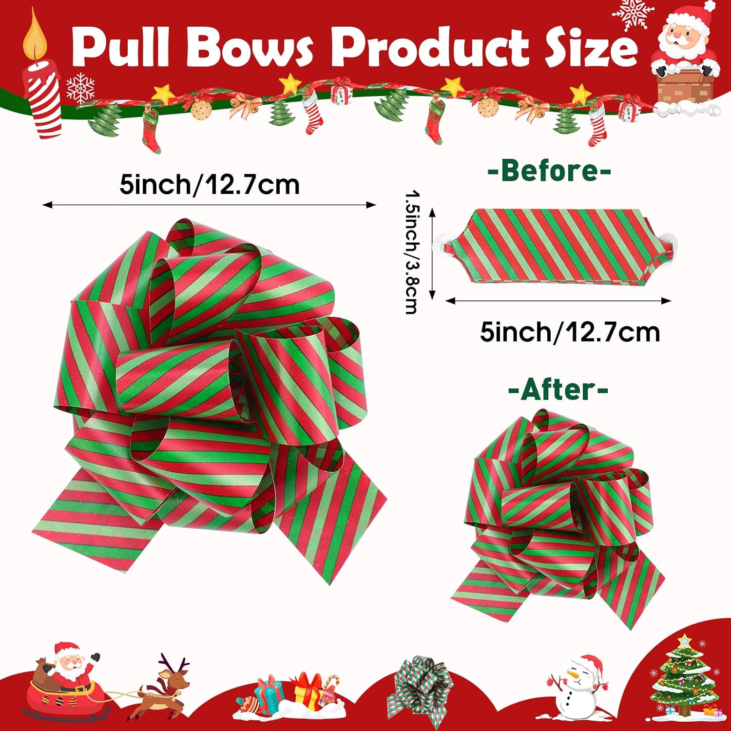 24 PCS Christmas Wrap Gifts Pull Bows, 12 Colors 5 Inches Reusable Multi Color Pull Bows,Christmas Bows for Gift Wrapping, Gift Bows for Christmas Tree,Fruit Baskets Decorations. - Image 2