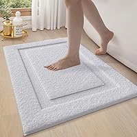 LUMI Ultra Soft Non-Slip Bathroom Rug with Rubber Backing - Absorbent Washable Microfiber Bath Mat, Quick Dry Plush 24x36 White