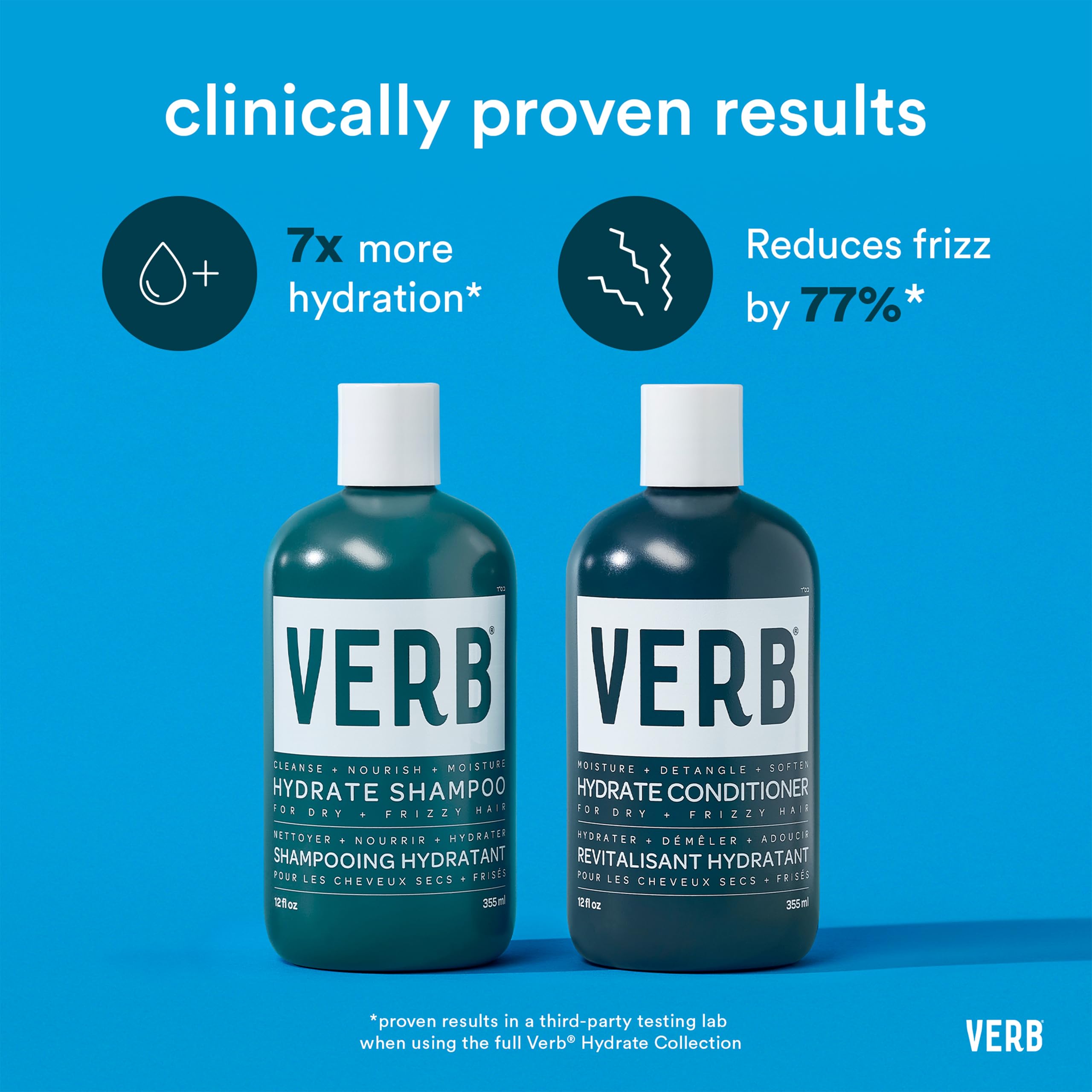 VERB Hydrate Shampoo + Conditioner Duo - Cleanses + Nourishes Dry + Frizzy Hair to Smooth + Reduce Frizz - Amber + Warm Jasmine Scent