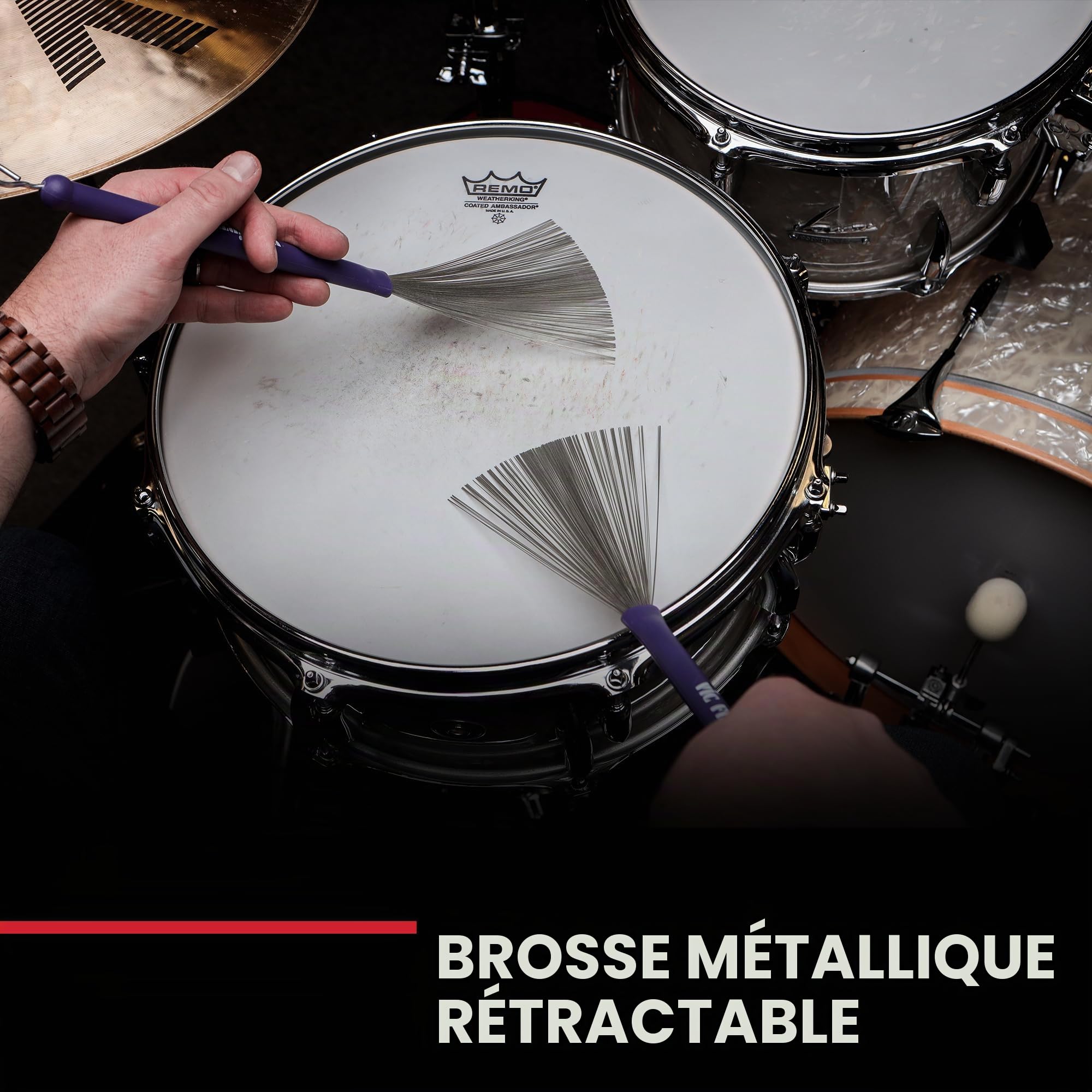 Vic Firth PVF HB Balais + Rod en Acier Heritage