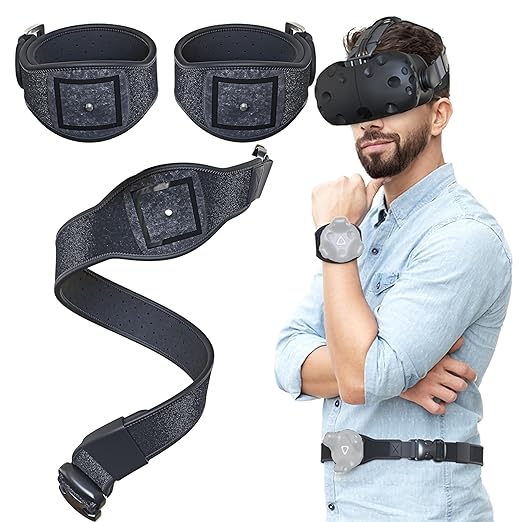 Skywin VIVE Tracker Straps for HTC Vive, 3.0, 2.0, and Ultimate Trackers (1 Belt 2 Straps), Secure and Comfortable Full Body Tracking (Trackers Not Included)