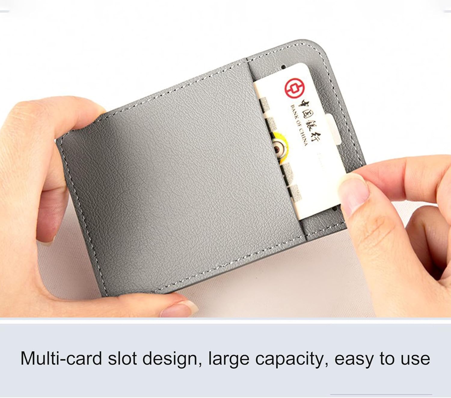 1 Pcs Leather ID Badge Holder - Horizontal, Black, Multiple Card Slots for Offices, Staff, Students, Employees - Image 3