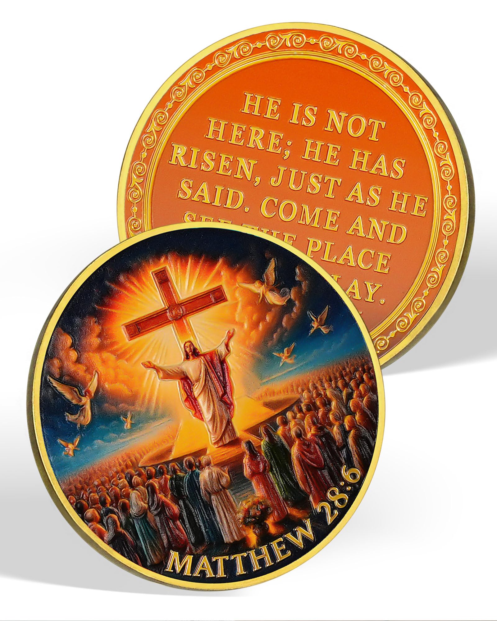 Christian Challenge Coin - Matthew 28:6, Jesus Resurrection