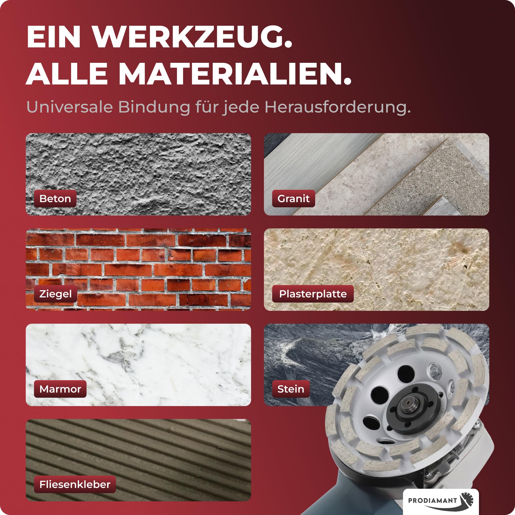 PRODIAMANT Premium Diamant-Schleiftopf 125mm Beton universal 125 mm x 22,2 mm Betonschleifer doppelreihig