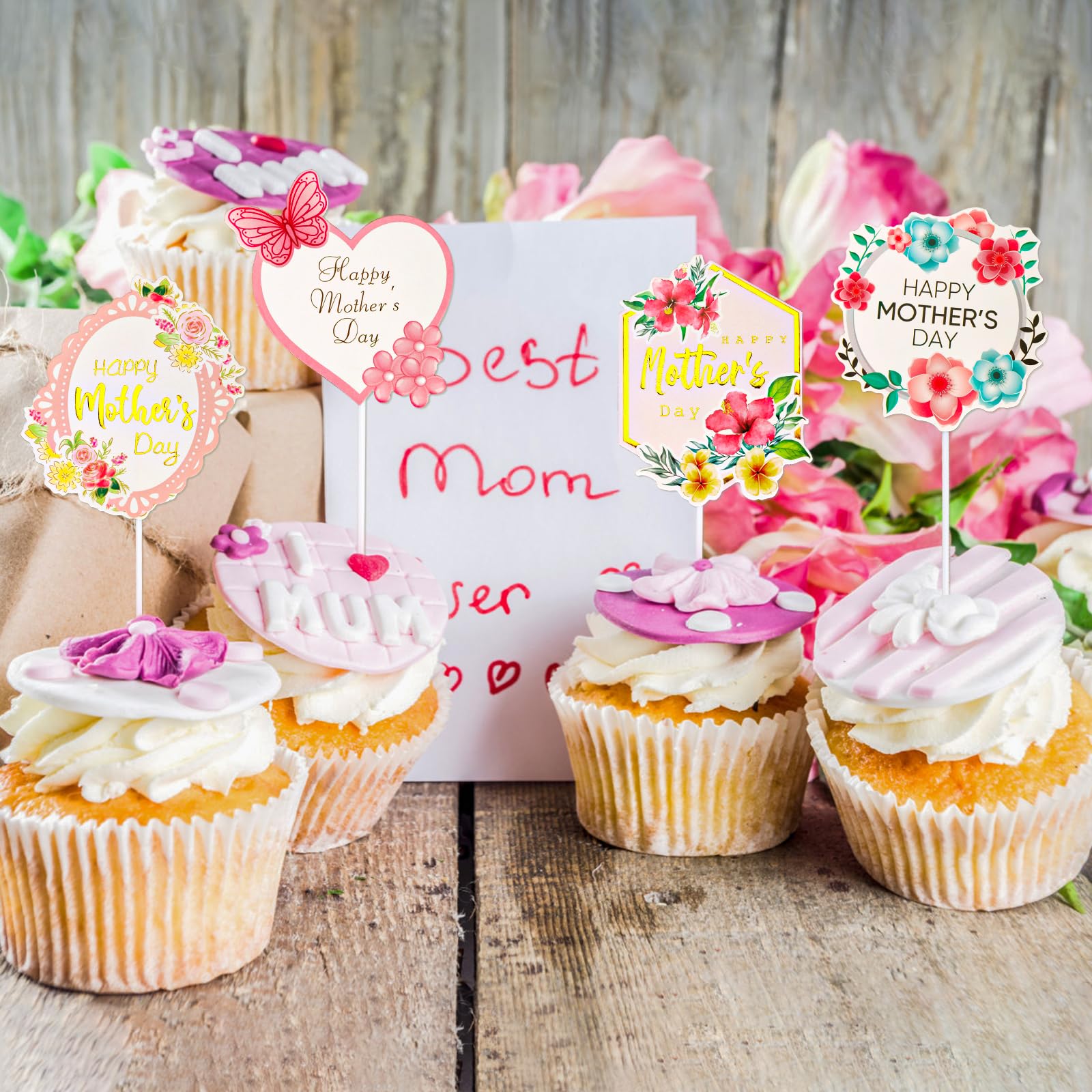 Set 24 Topper Per Cupcakes A Forma Di Cuore Oro - Decorazioni Per Torte, Muffin E Dolci, Ideali Per Matrimoni, Fidanzamenti E Compleanni