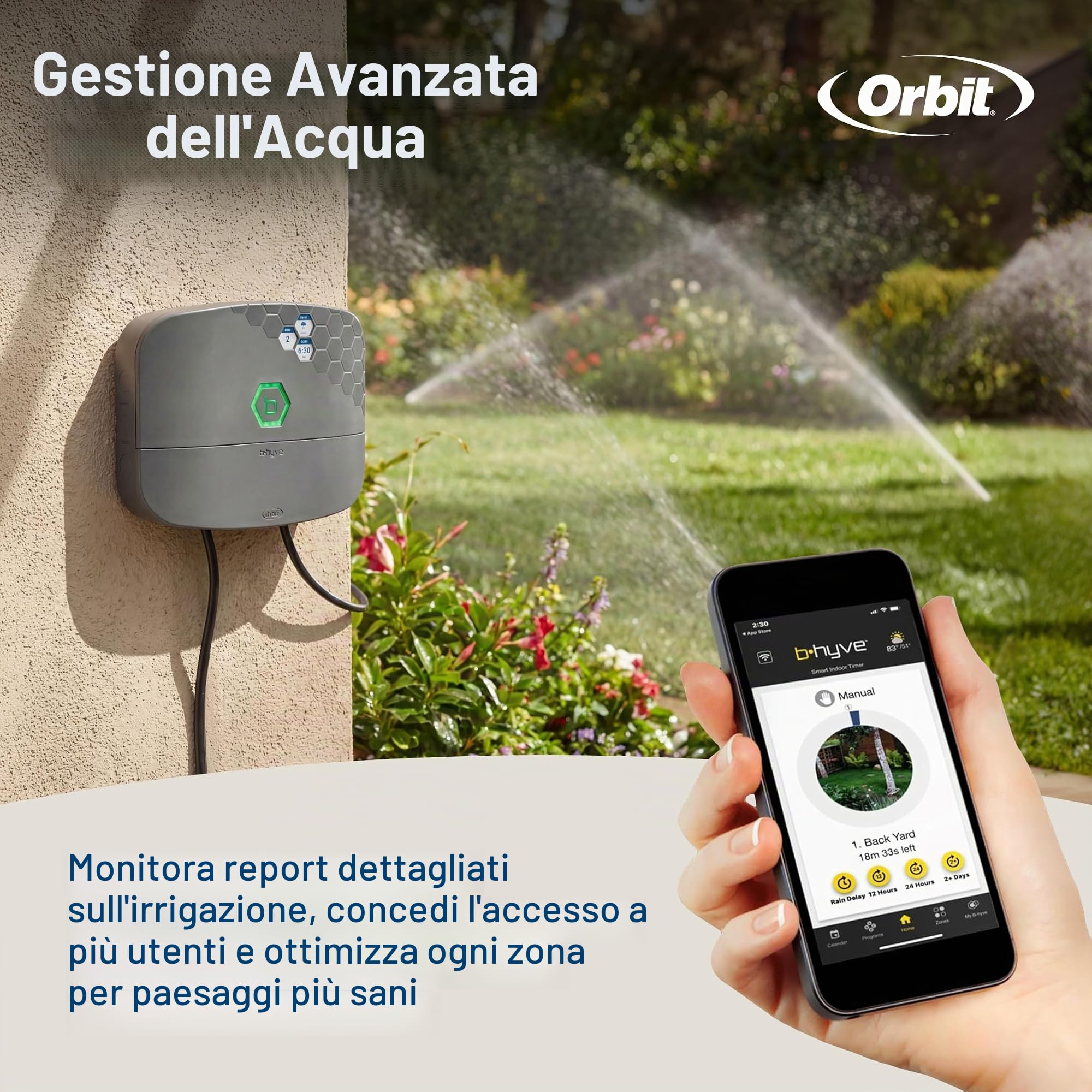 Orbit 57985 B-hyve XR - Regolatore irrigatore intelligente a 8 zone per interni/esterni