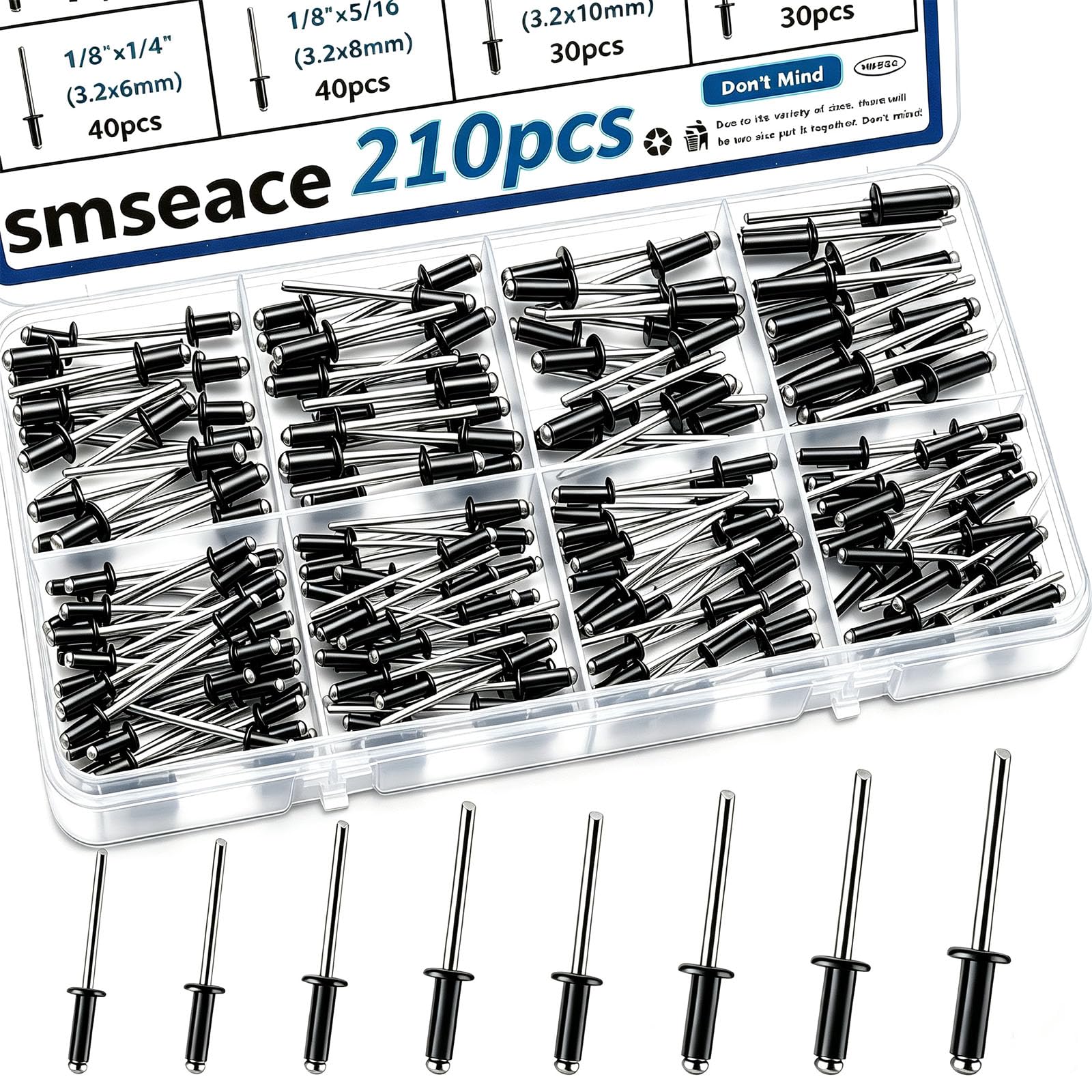 Stainless Steel Rivets Kit - 110pcs Assortment -8