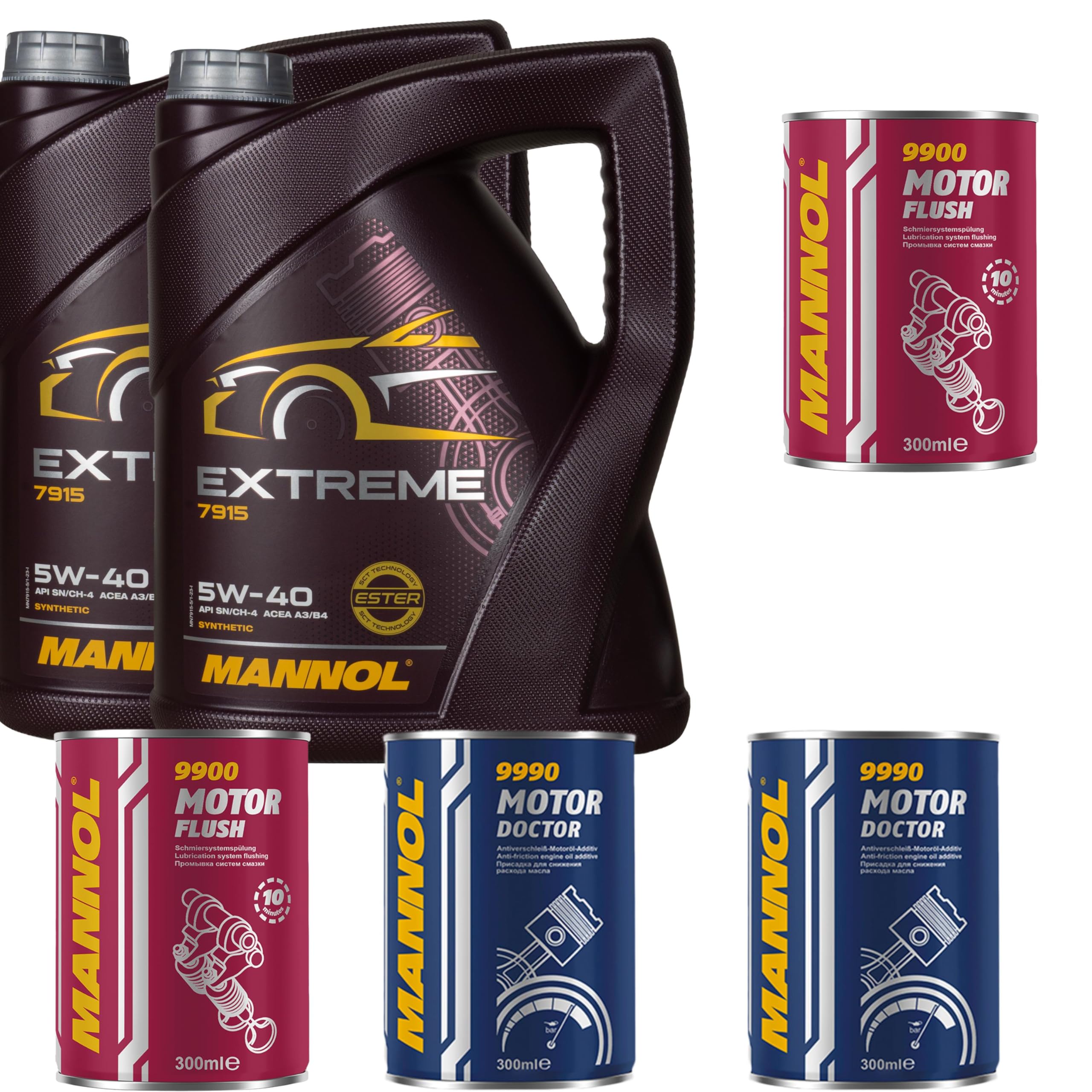 10 l Olio motore MANNOL Extreme 5W-40 2xMotor Doctor+Motor Flush