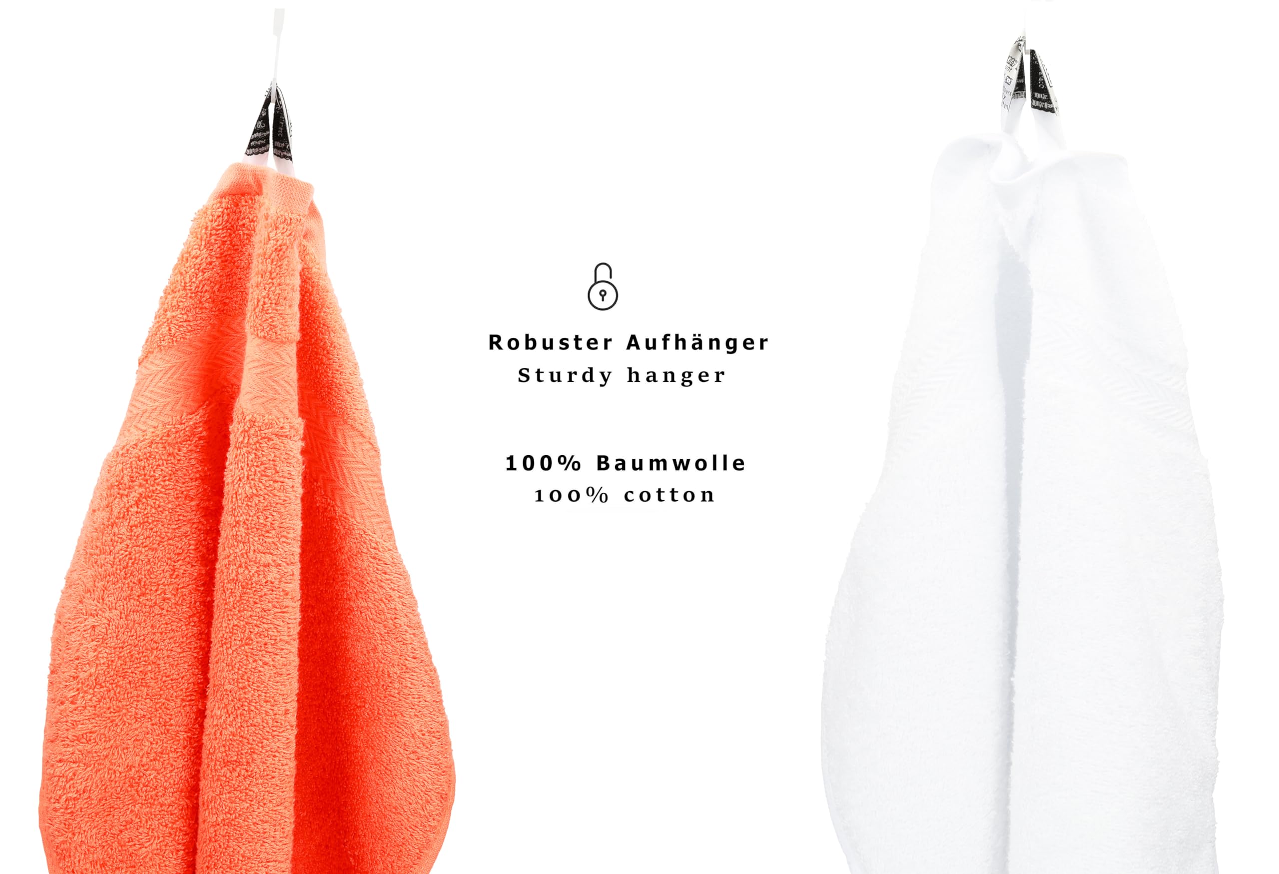 Betz Juego de 10 Toallas Classic 100% algodón 2 Toallas de baño 4 Toallas 2 Toallas de Mano 2 Toallas Cara de Color Blanco y Naranja
