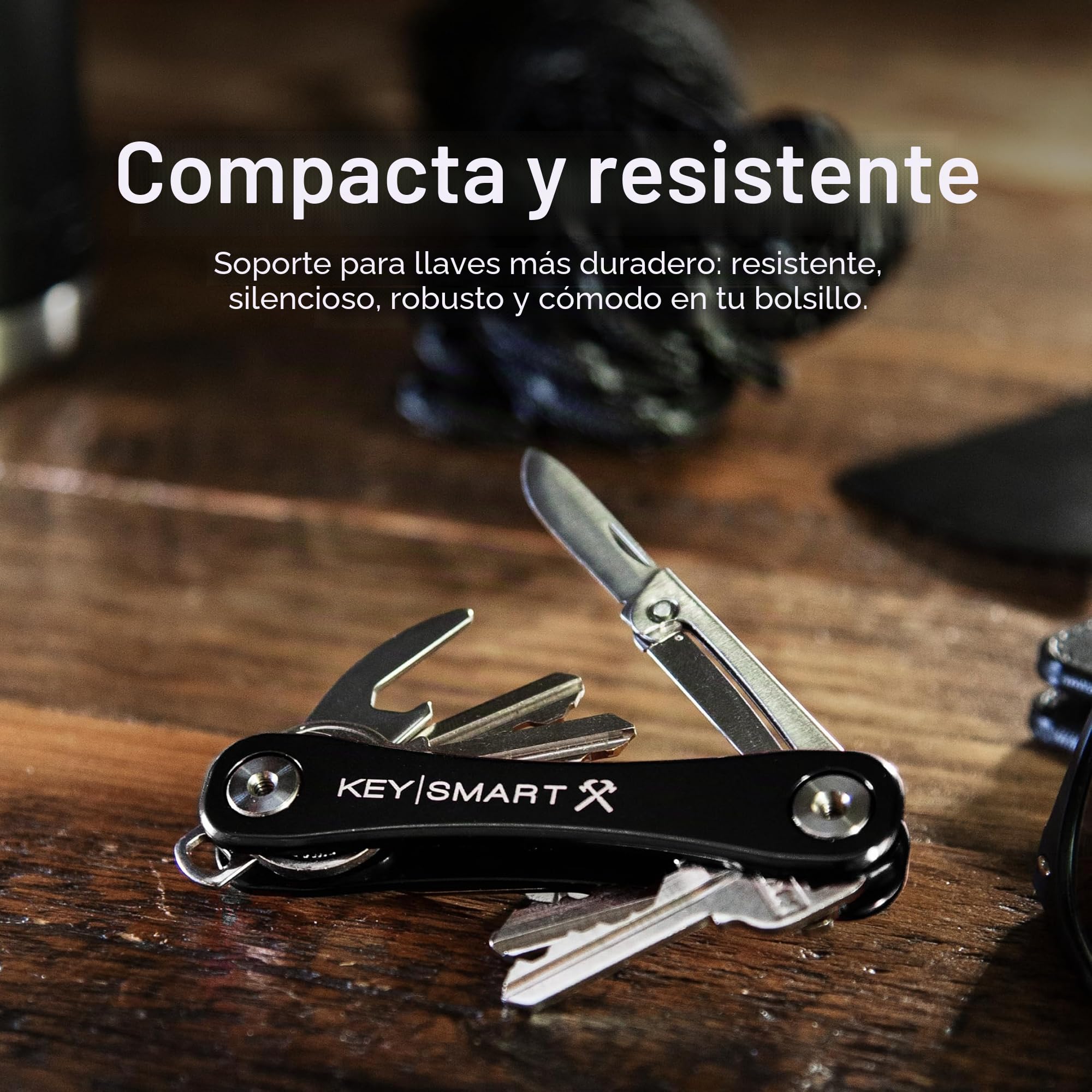 KeySmart Rugged - Llavero multiherramienta con abridor y clip de bolsillo (hasta 14 llaves)
