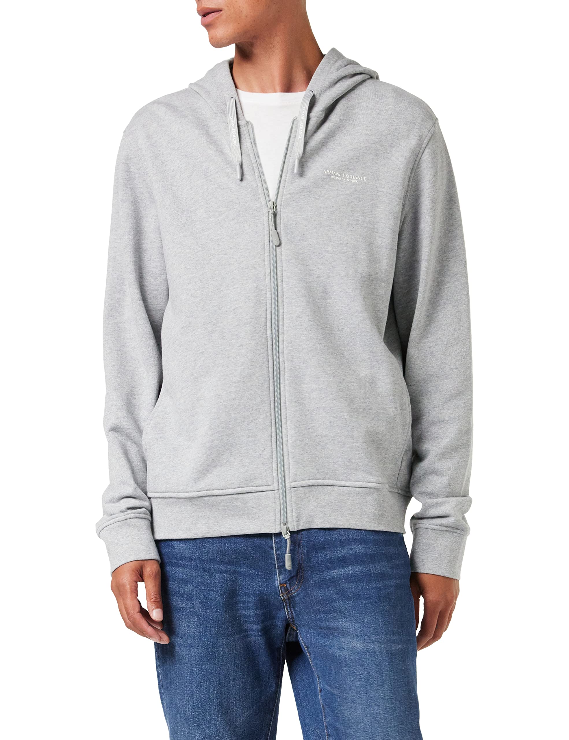 Armani Exchange A|x Zip Up and Hooded Small Logo Sweatshirt Sweat-Shirt À Capuche, Gris (Bros Bc06 Alloy HTR 3901), X-Large Homm