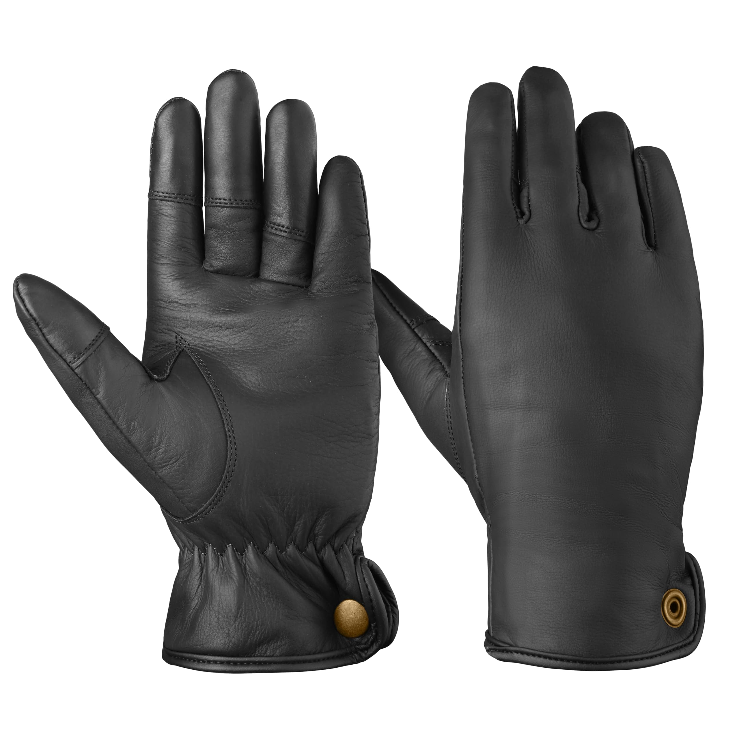 Leather Archery Glove Full 5-Finger with Thumb Protection – Reinforced Stitching for Thumb Release – 100% Leather – Black, Dark Brown, Light Brown (Black, XS, Full pair(Right and Left))