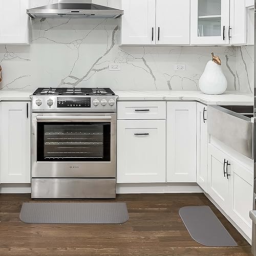 Miniatura 7 de Chef Gear Tapete de cocina antifatiga (17.5 x 60 pulgadas, cuña gris) con diseño de tejido de canasta de medio círculo, tapete de chef cómodo