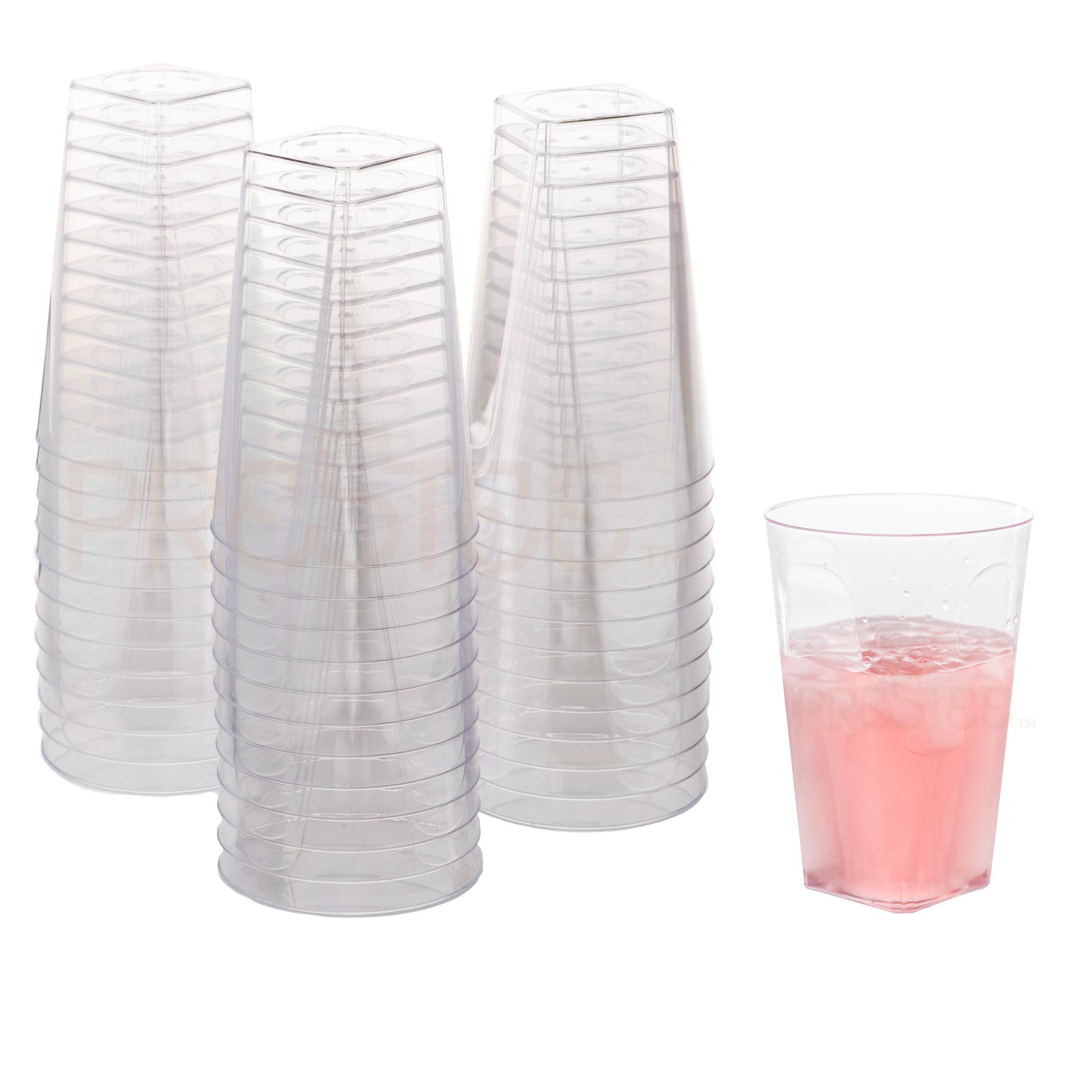 Buy Clear Plastic Cups 10 oz. 80 Pack Hard Disposable Cups Square