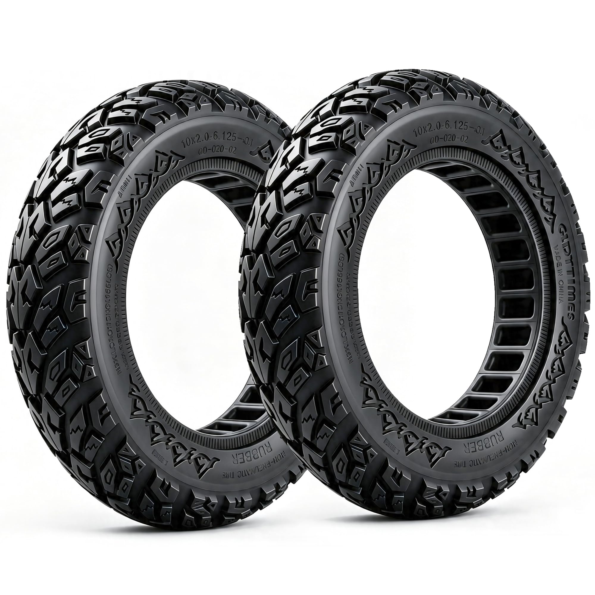 Pełna opona 10x2.0/2.125-6.1 do hulajnogi elektrycznej, kompatybilna z Gotrax G4, Hiboy S2 Pro, TurboAnt X7 Pro/X7 Max, z wypustkami, czarna, 2 sztuki
